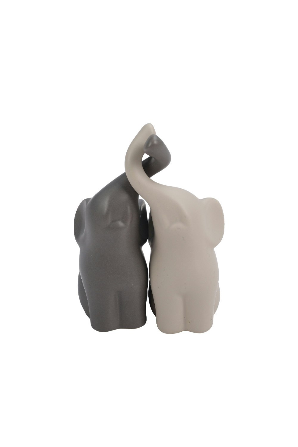 Rackhams Grey Set Of 2 Ceramic Couple Elephant Statue Figurine Ornaments