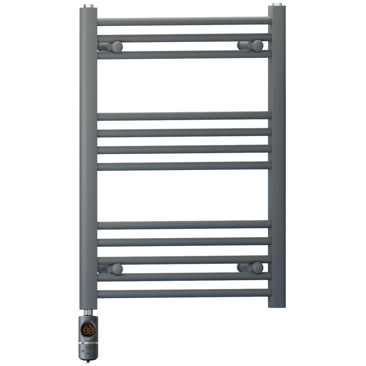 Myhomeware Anthracite/Grey 550 X 700 Mm Electric Bathroom Towel Rail Radiator Heater With Af Thermostatic Electric Element Pre-Filled