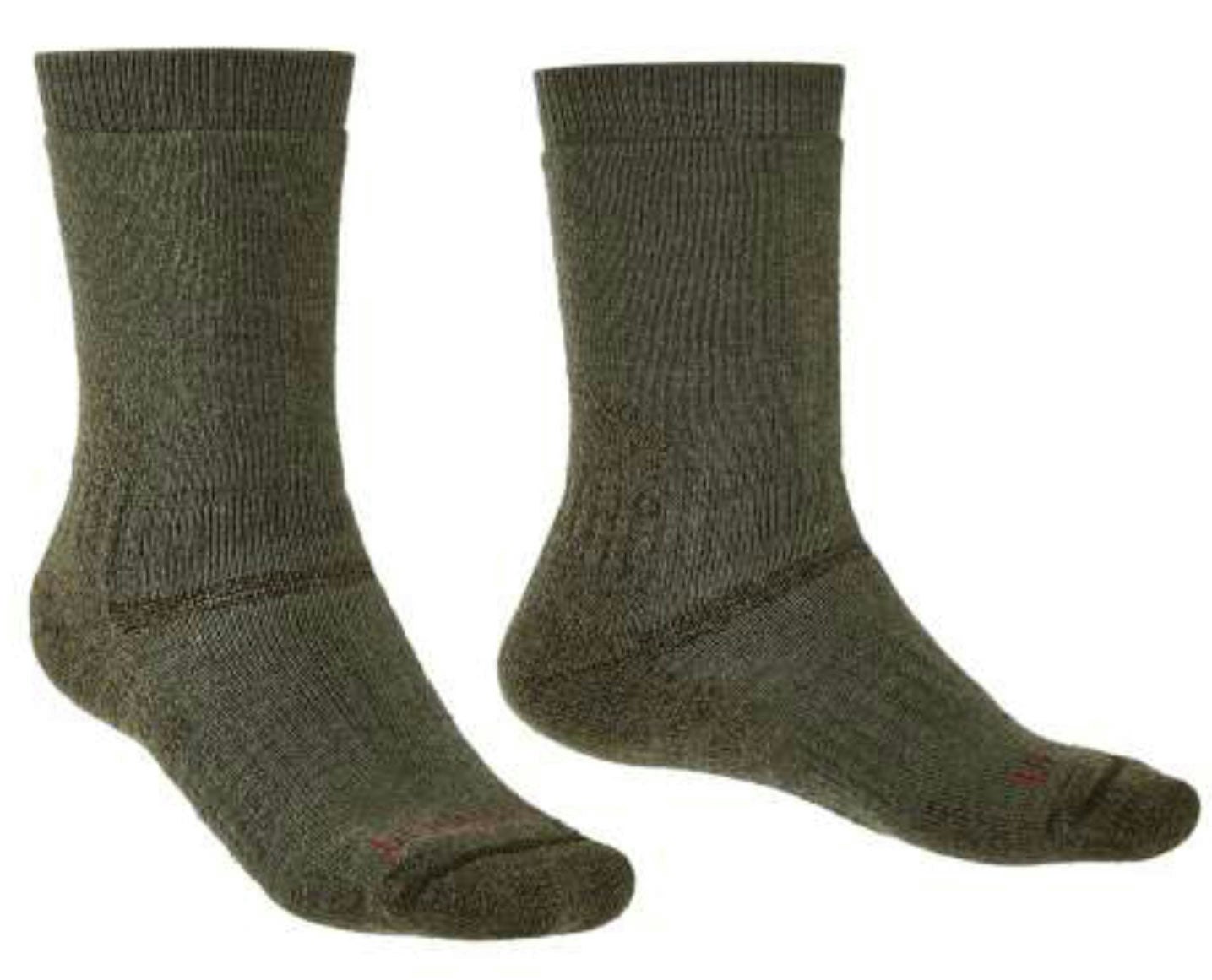 Bridgedale Unisex Green Explorer Performance Heavyweight Merino Wool Crew Socks {Br-710151} - Olive - Large
