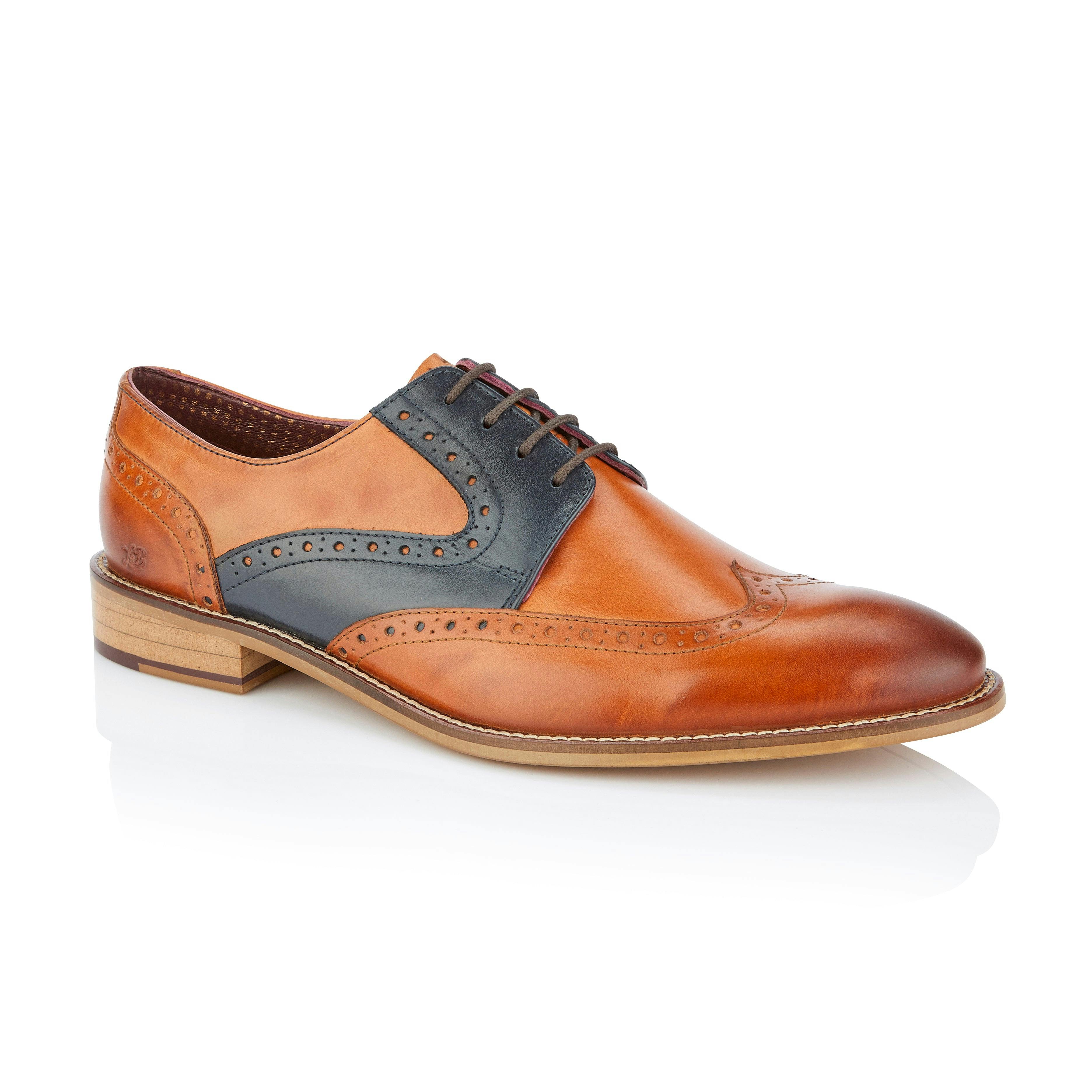 London Brogues Men's Tommy Derby Tan / Navy - 11