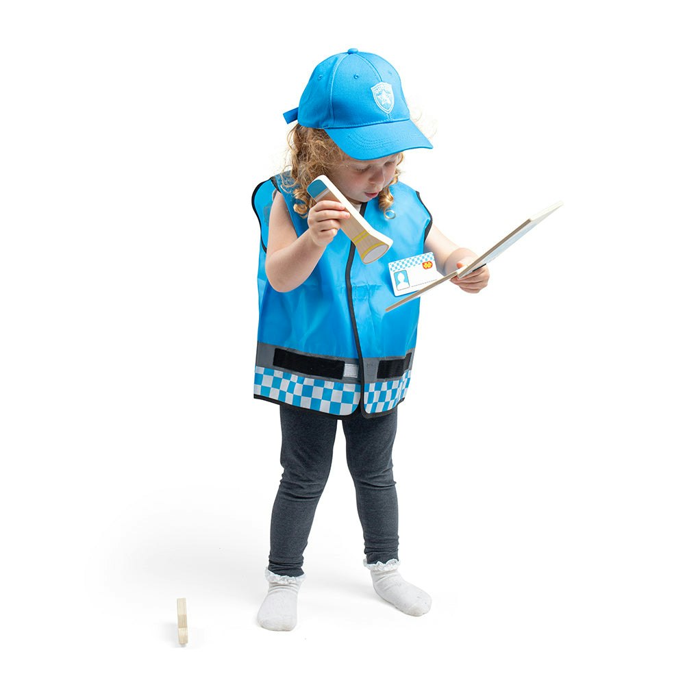 Bigjigs Toys Blue Kids Police Costume - 7 Piece Police Dress Up, Kids Police Set