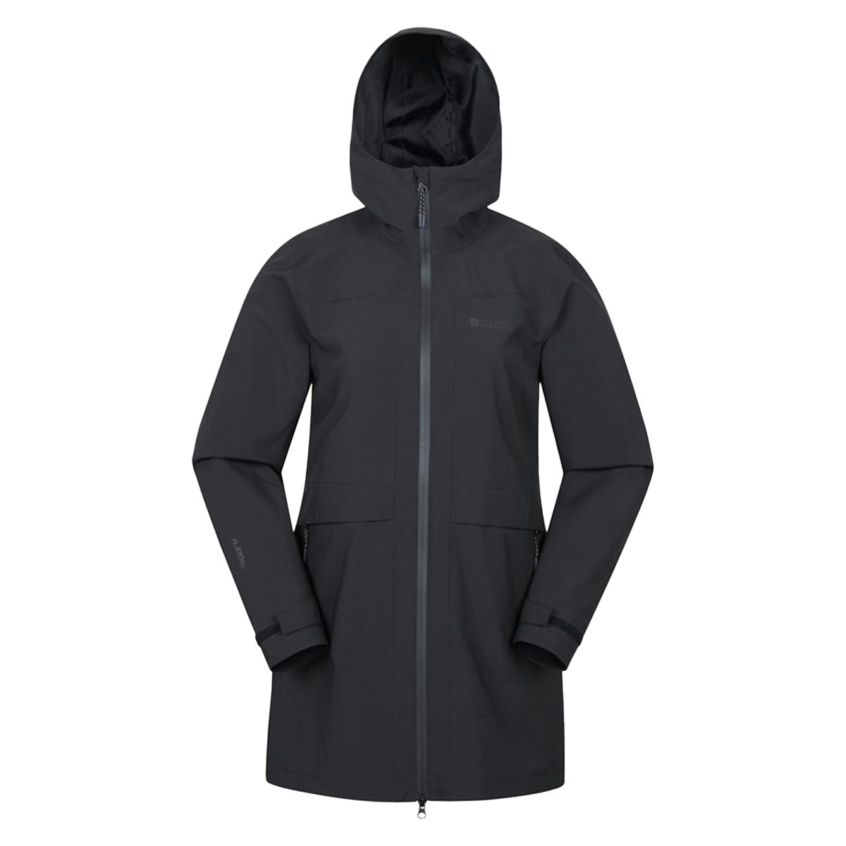 Mountain Warehouse Women's Black April Longline Waterproof Jacket - 8 Uk