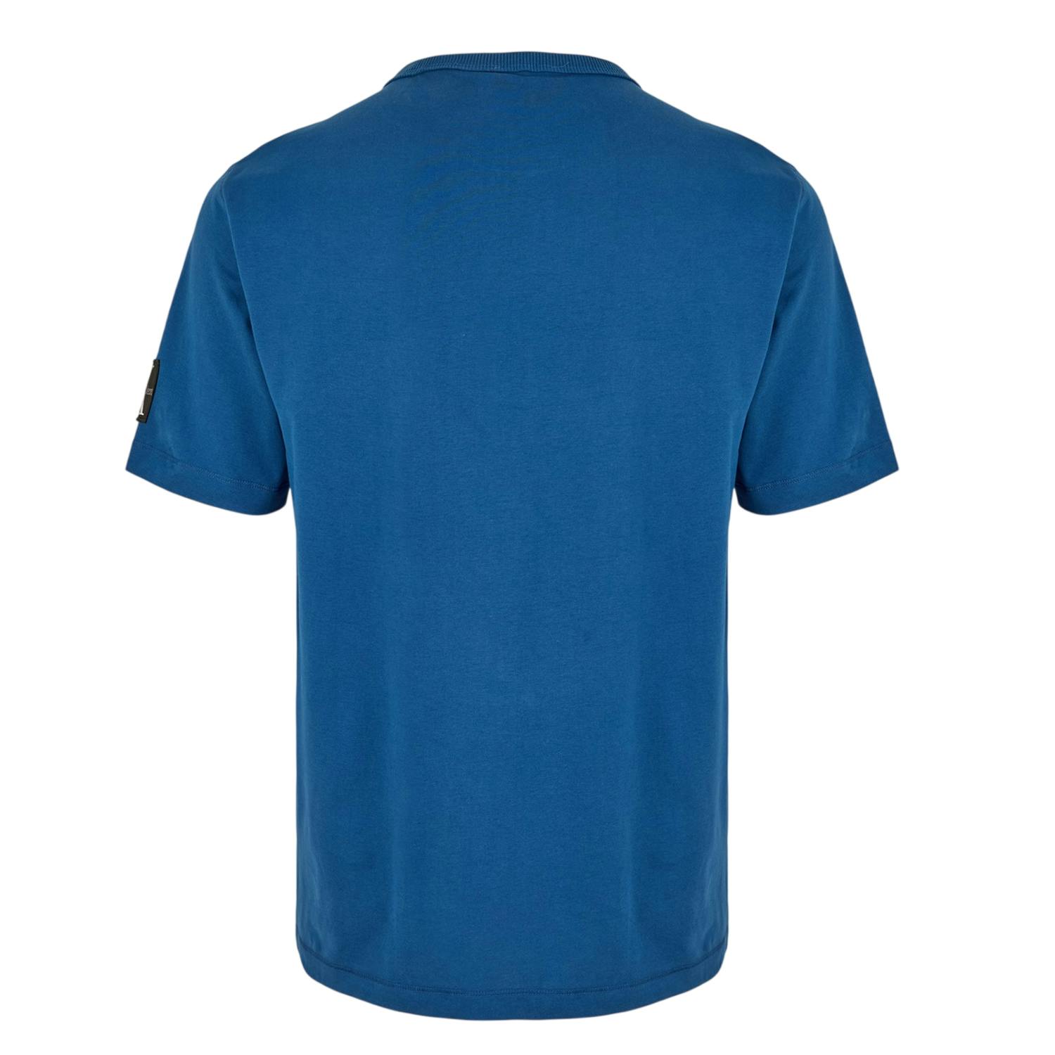 Calvin Klein Men's Blue Badge Crew Neck Regular T-Shirt - Xxl - 100% Cotton