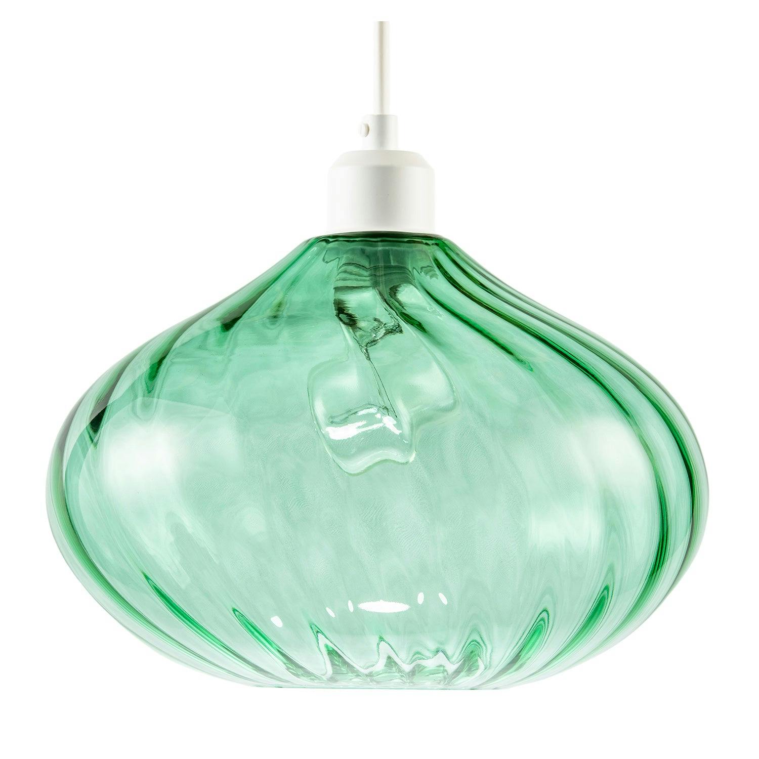 Rackhams Green/Light Modern Designer Emerald Line Twisted Glass Pendant Shade