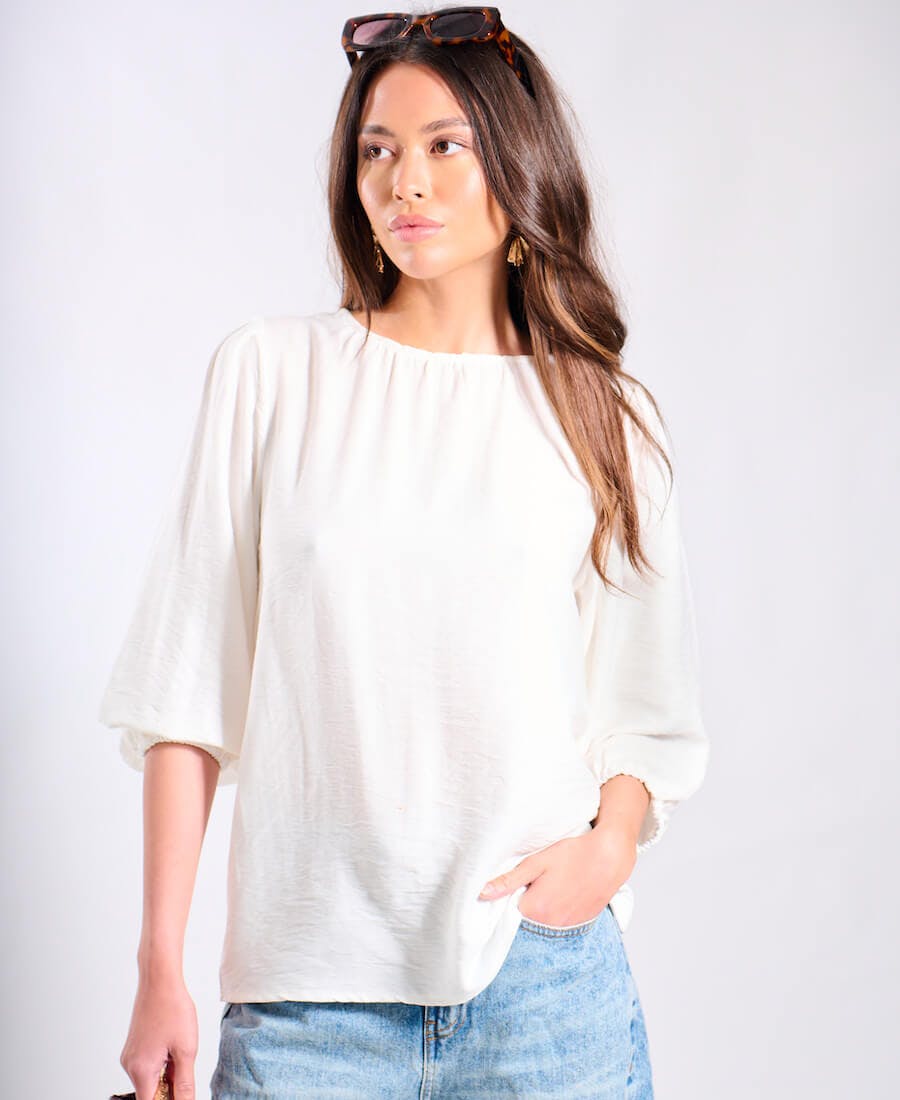 Needs No Label White Puff Sleeve Blouse - 16
