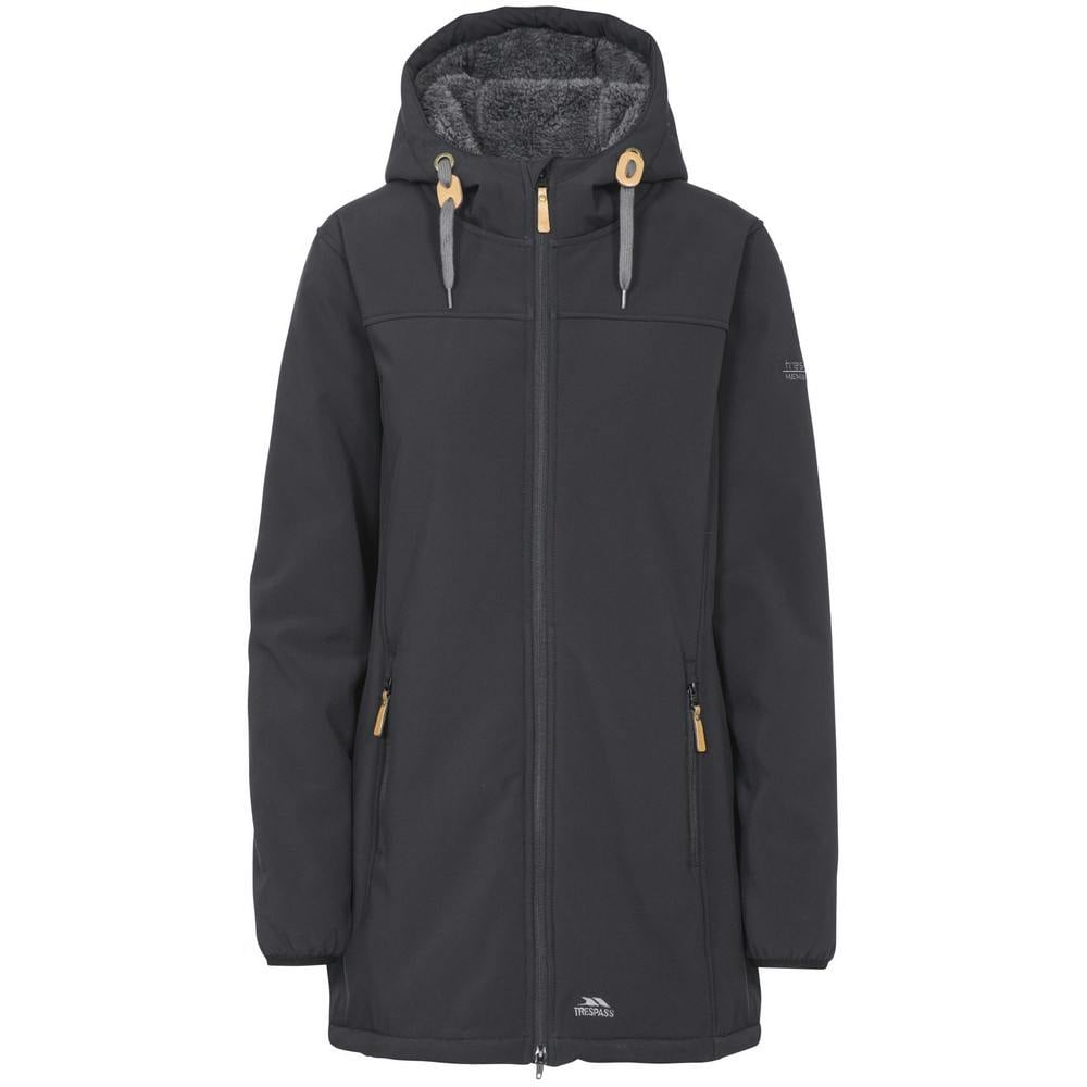 Trespass Women's Black Kristen Longer Length Hooded Waterproof Jacket - Xs - 96% Polyester/4% Elastane
