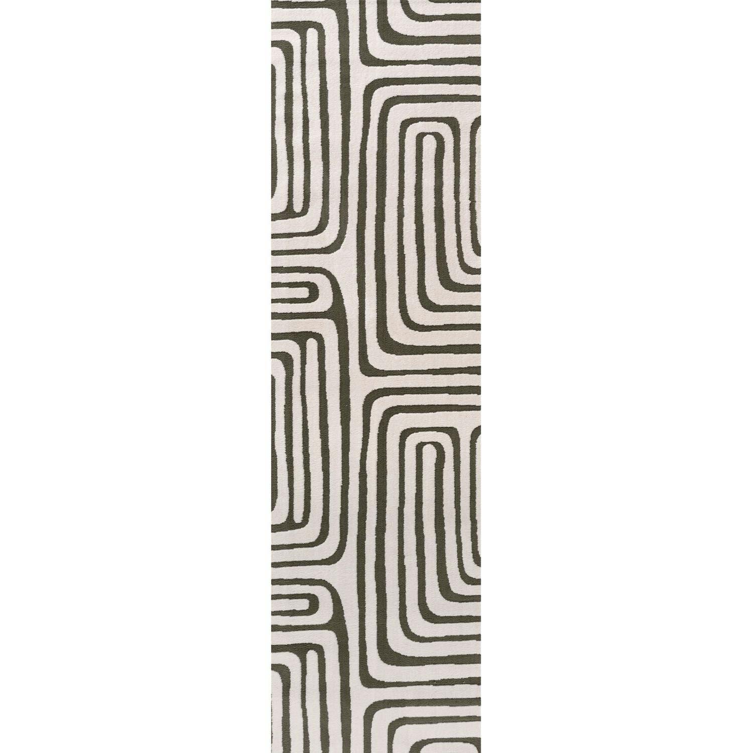 The Rugs Green Loft Geometric Rug - 80X300 Cm