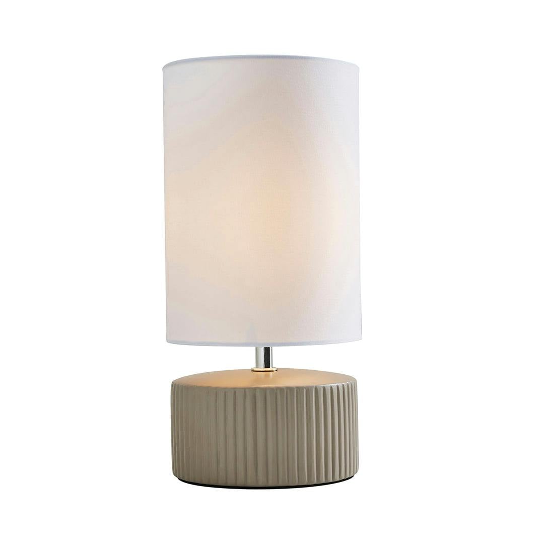 Rackhams White Linden Taupe Ribbed Ceramic Table Lamp