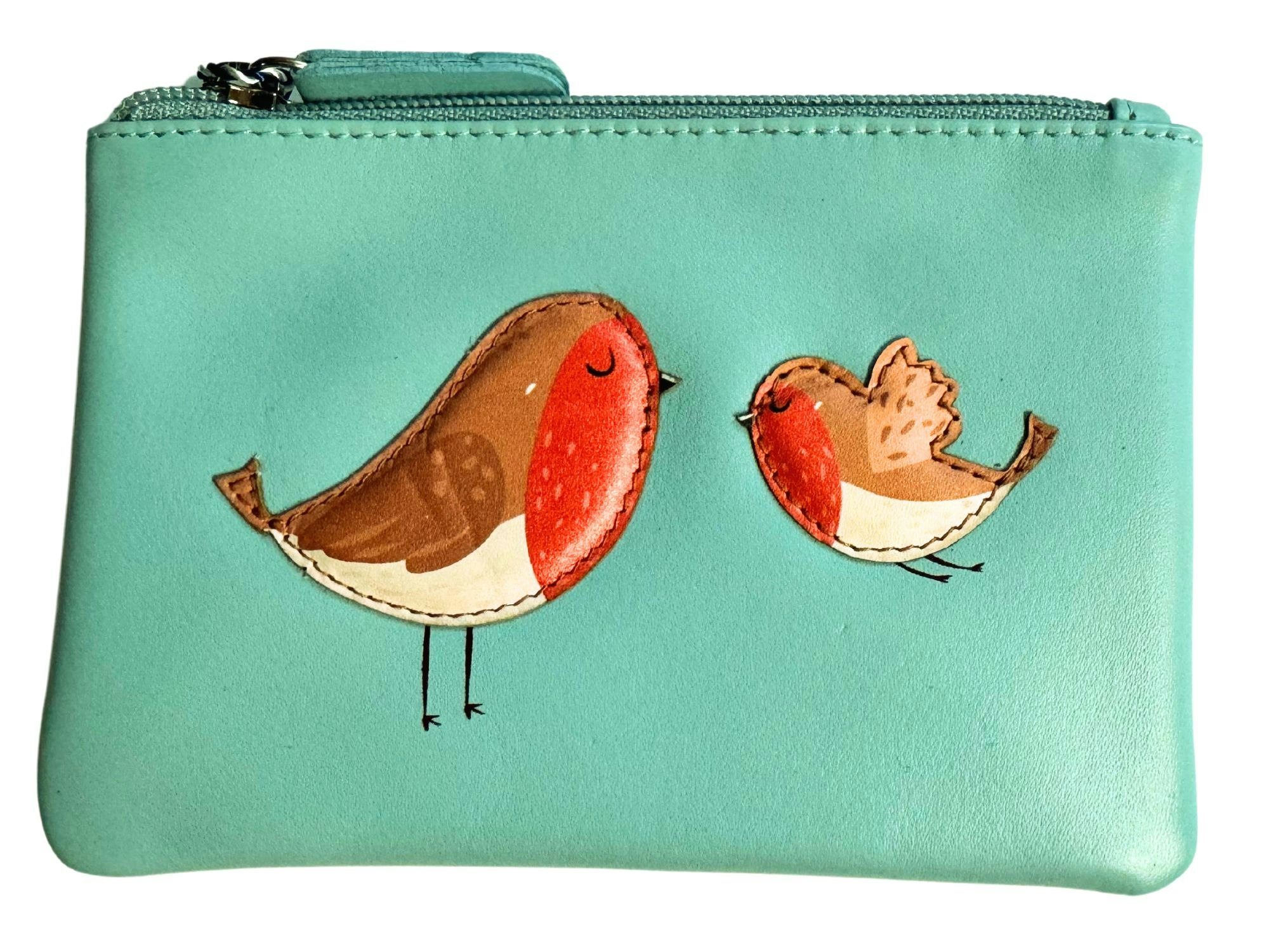 Mala Leather Light Pinky Robins Bird Leather Coin Purse - Multi