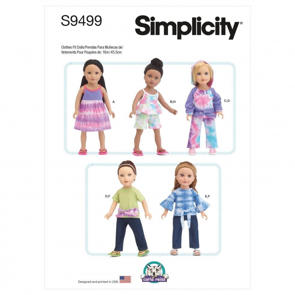 Simplicity Sewing Pattern 9499, Doll Clothes Os (One Size) - Intermediate - Os (One Size)