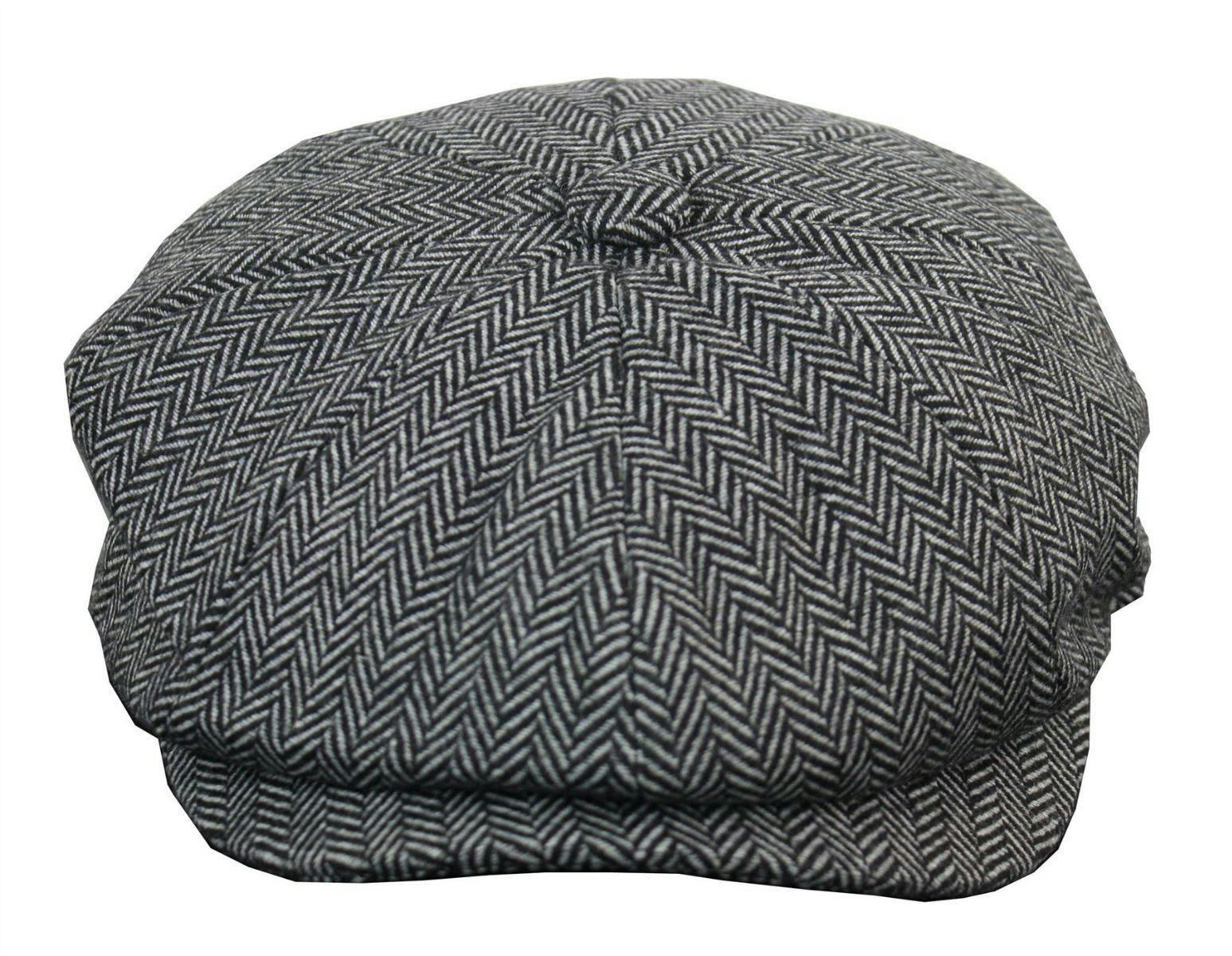 Infinity Leather Men's Grey Peaky Blinders Tweed Gatsby Hat - M