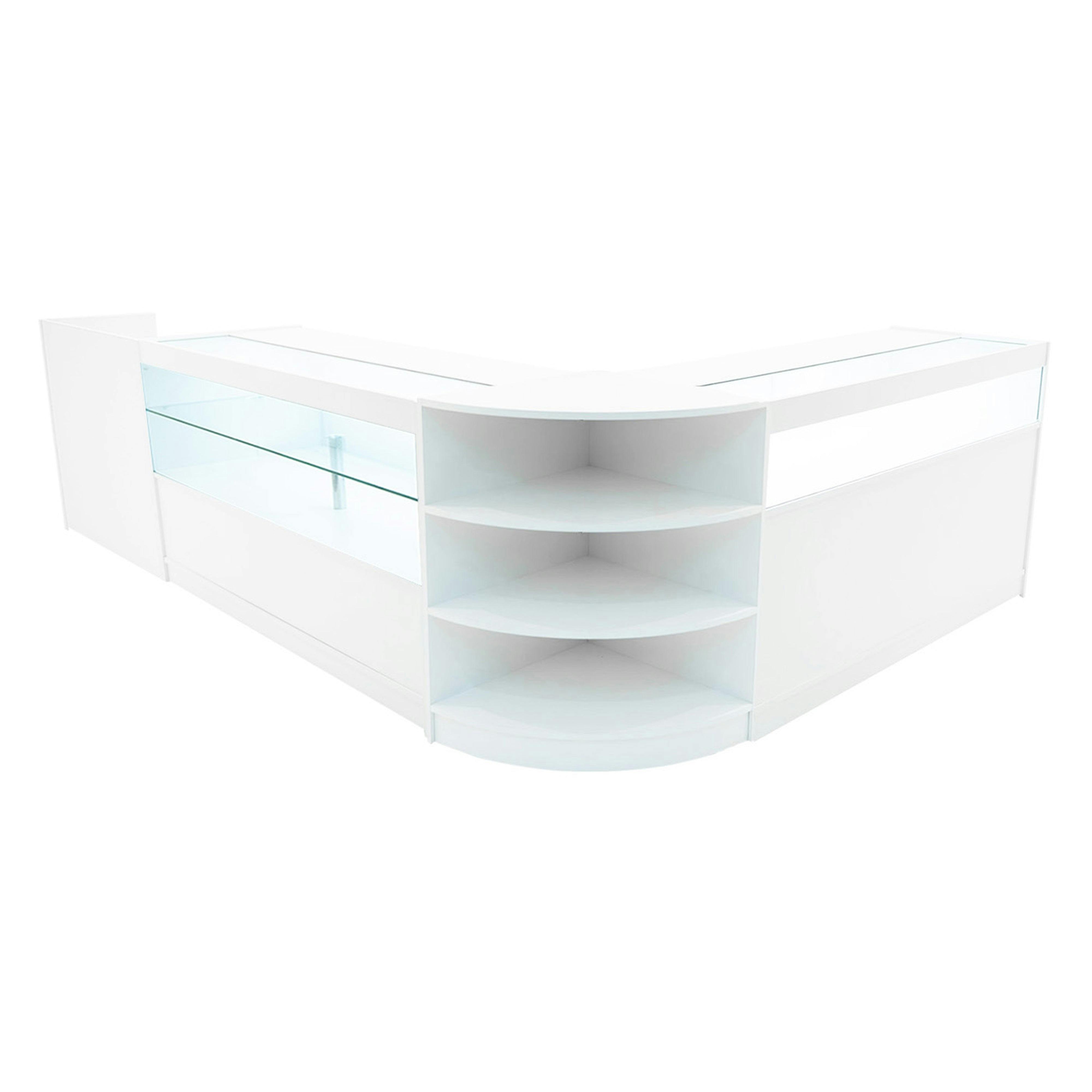 Rackhams White Europa Led Shop Counter Set B1500, C1500, Tb60 & Lm60