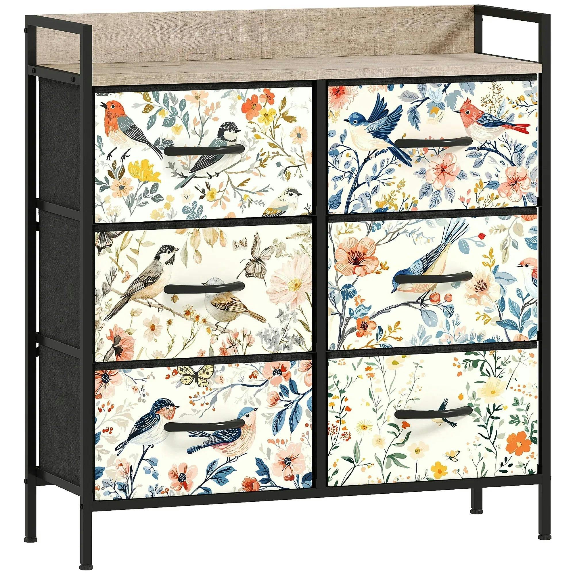 Homcom 6-Drawer Chest Of Drawers, Fabric Dresser, White - Image 4