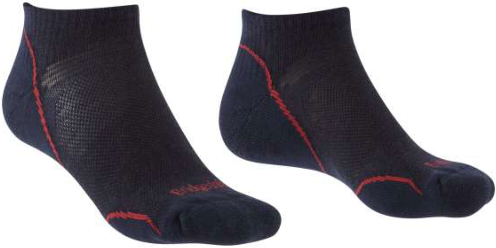 Bridgedale Men's Light/Blue/Red Socks Ultra T2 Merino Performance No-Show Hiking Socks {Br-710259} - Navy / - Medium