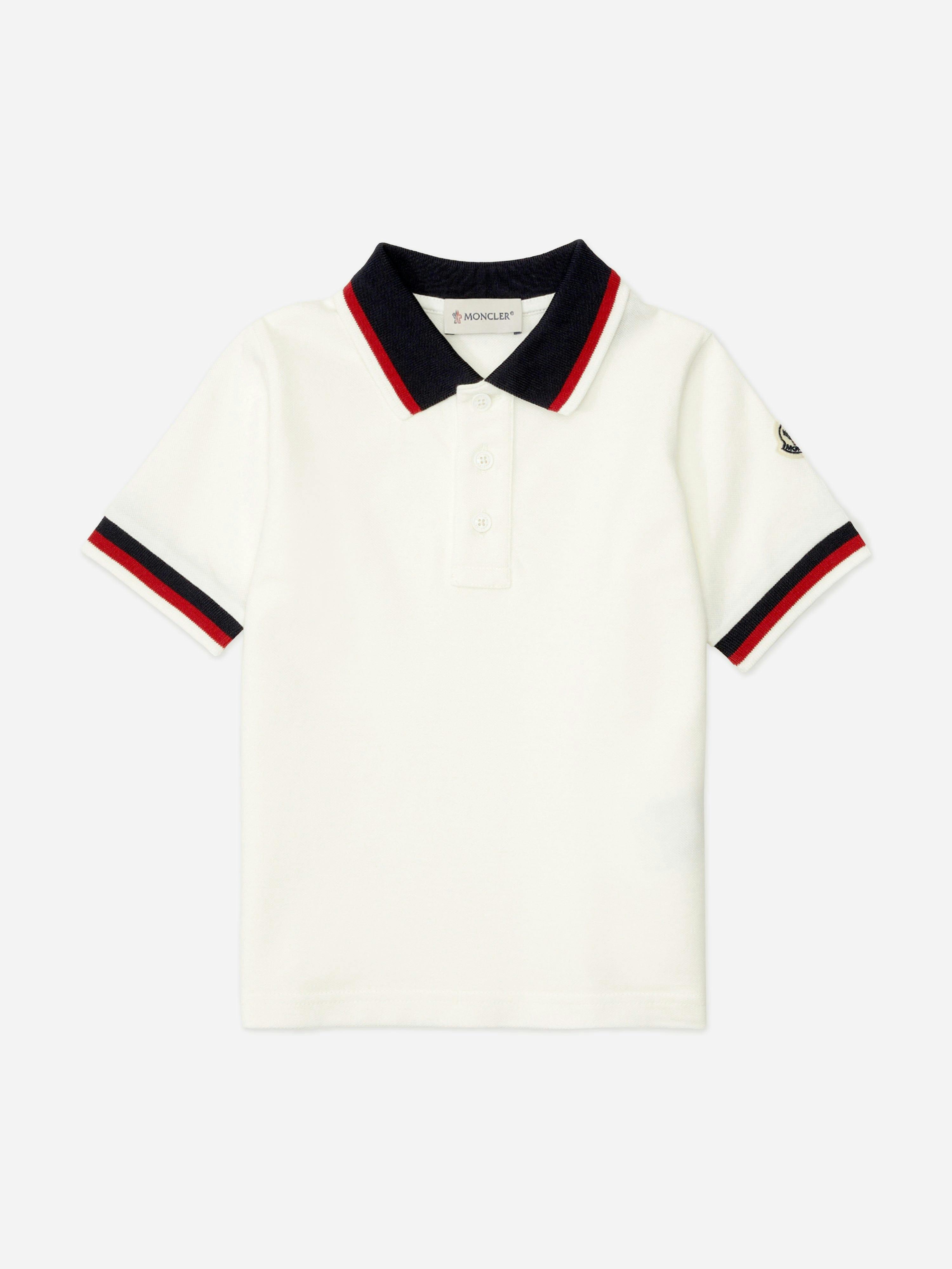 Moncler Enfant Boys Ivory Cotton Polo Shirt In - 6 Yrs
