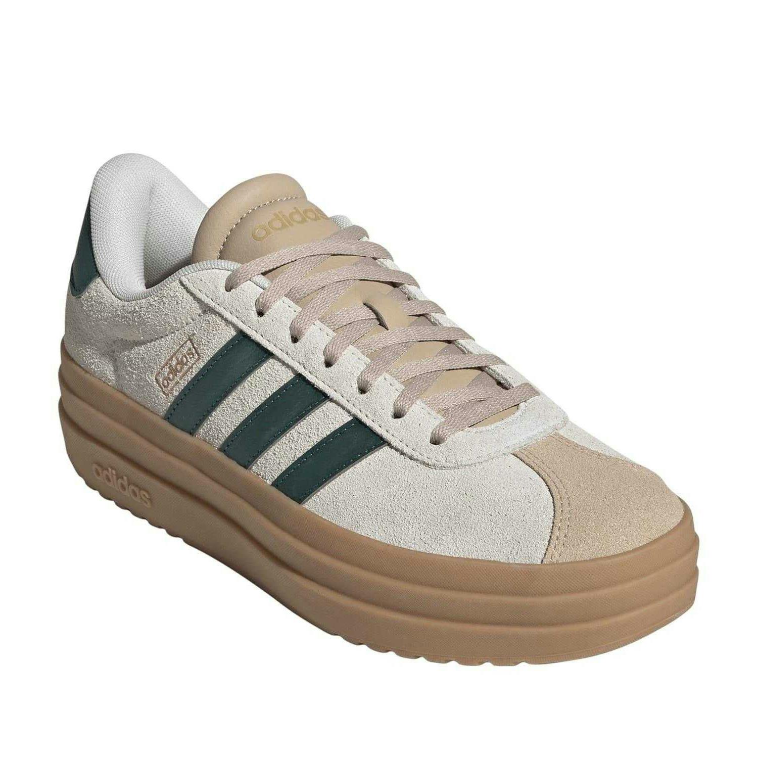 Adidas Women's Beige/Green / Court Bold Leather Trainers - 8 Uk - 100% Mixed