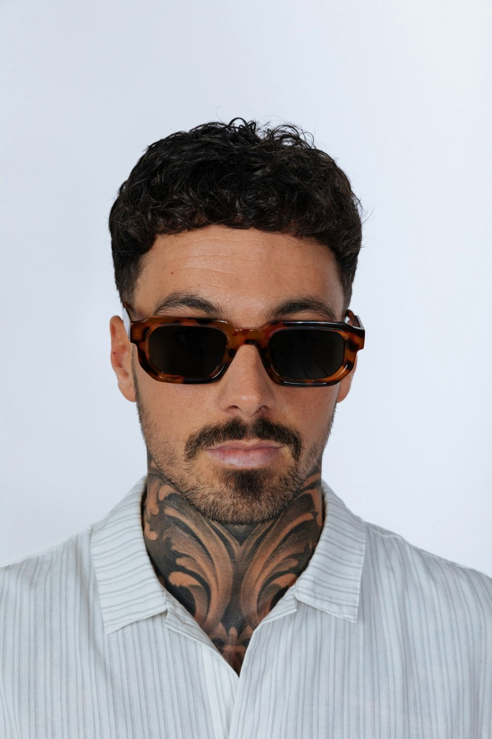 Svnx Grey/Blue Chunky Retro Square Sunglasses - One Size - Tortoise