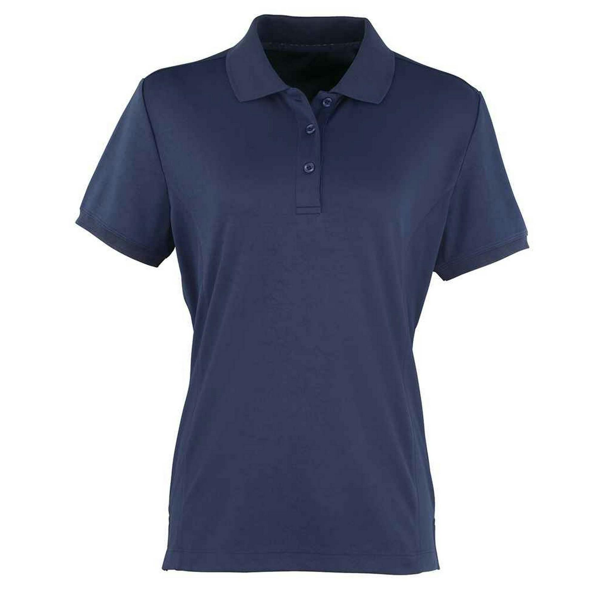 Premier Women's Navy Coolchecker Pique Polo Shirt In | Size: 18 - Image 3
