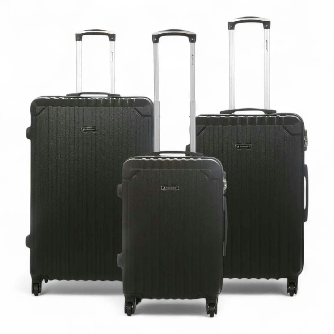 Snowball Black Hardshell Luggage Set 8 Spinner Wheels Suitcase - 3-Set