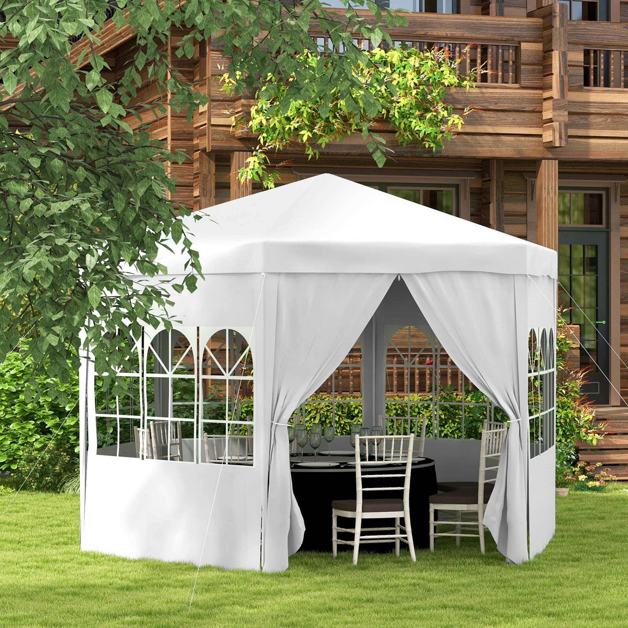 Rackhams 3.9M Outdoor Gazebo Canopy Party Tent With 6 Removable Side Walls