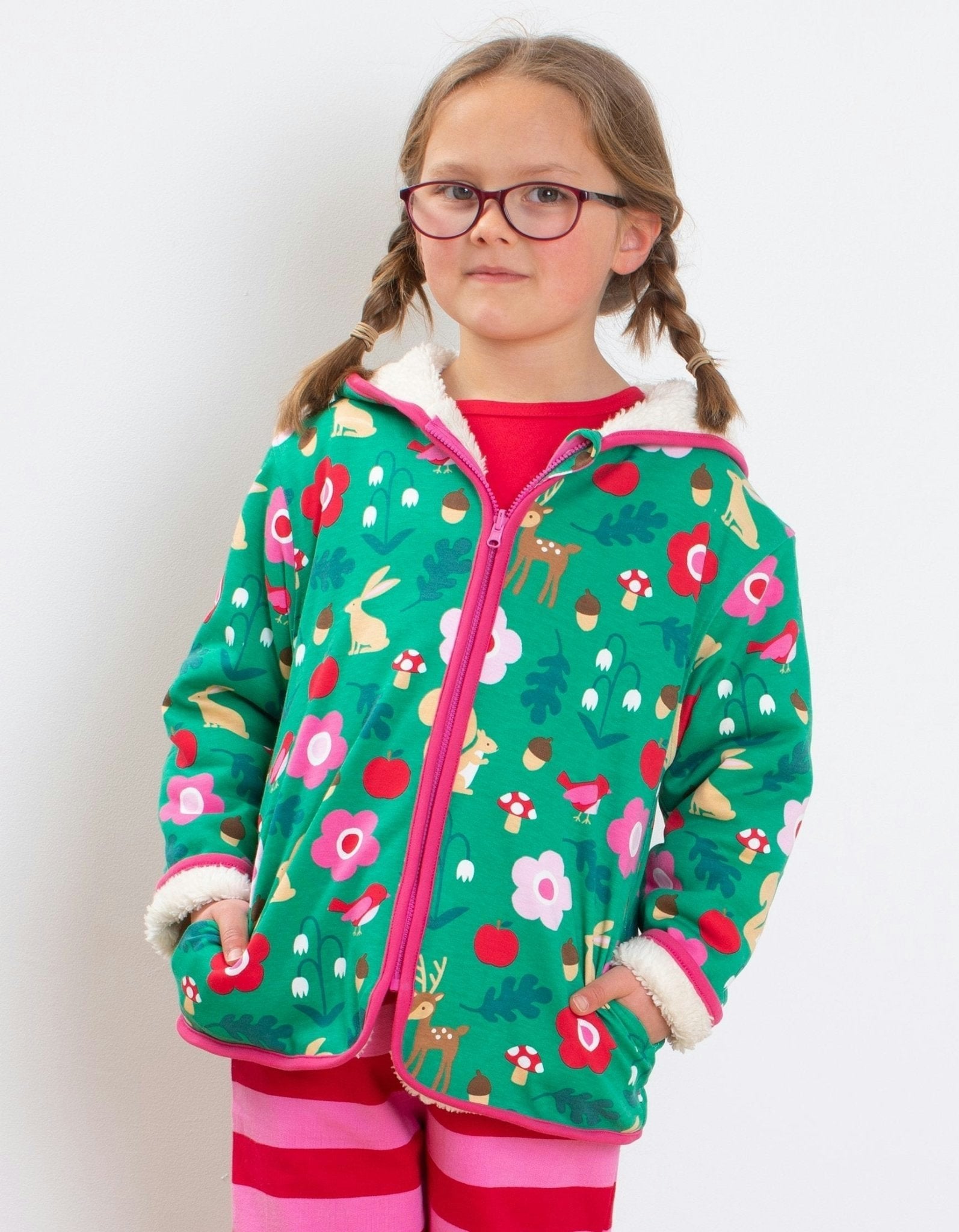 Toby Tiger Organic Forest Adventure Fleece Applique Hoodie - 6-12M 80Cm