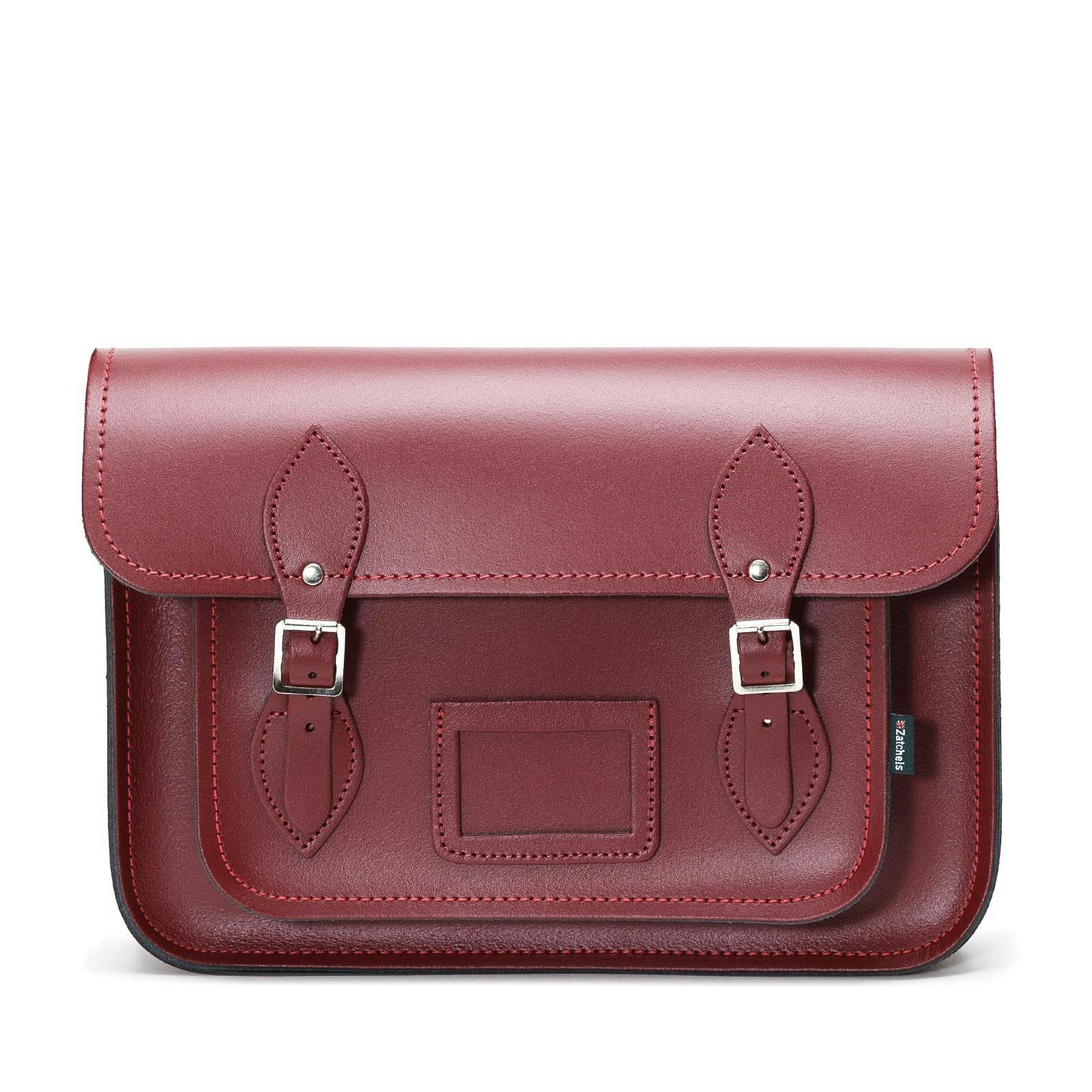 Zatchels Red Handmade Leather Satchel - Oxblood - 11.5"
