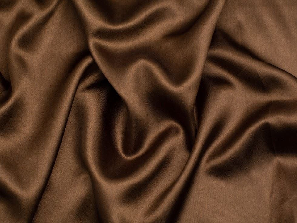 Minerva Core Range Brown Minerva Liquid Satin Fabric - Plain Design Dressmaking Fabric, 150 Cm / 60" Wide - Per Metre