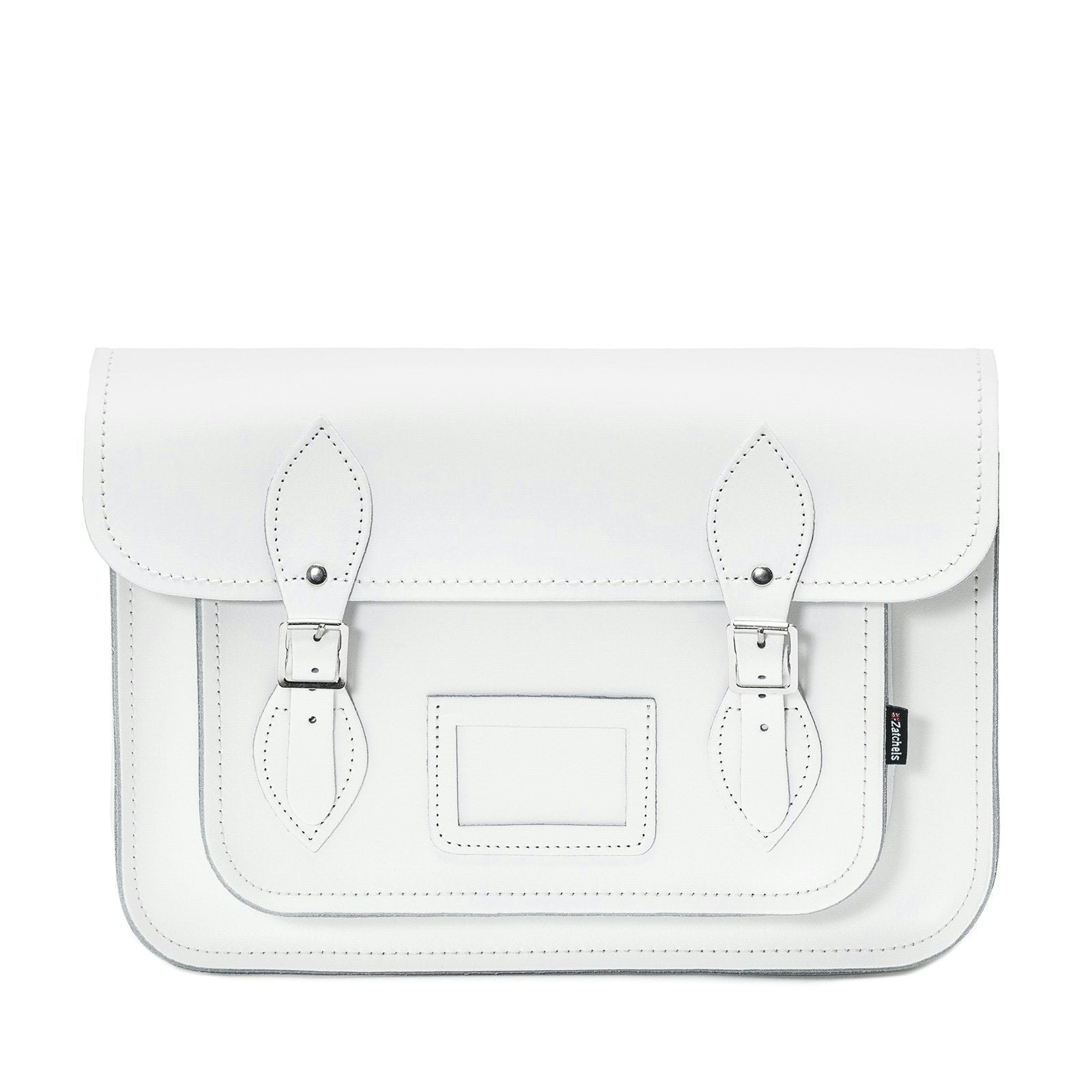 Zatchels White Handmade Leather Satchel - 11.5"