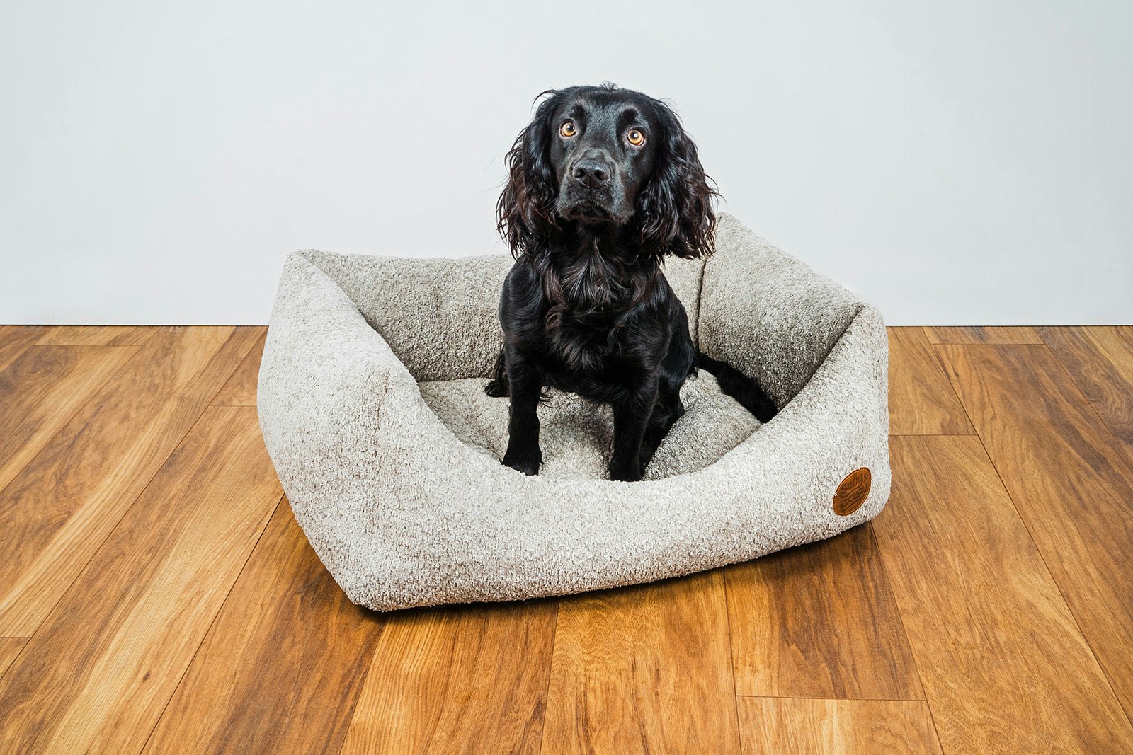 Snug And Cosy Pets Luxury Teddy Boucle Dog Puppy Bed - Plush Pet Bed With Padded Sides - Oat - Large
