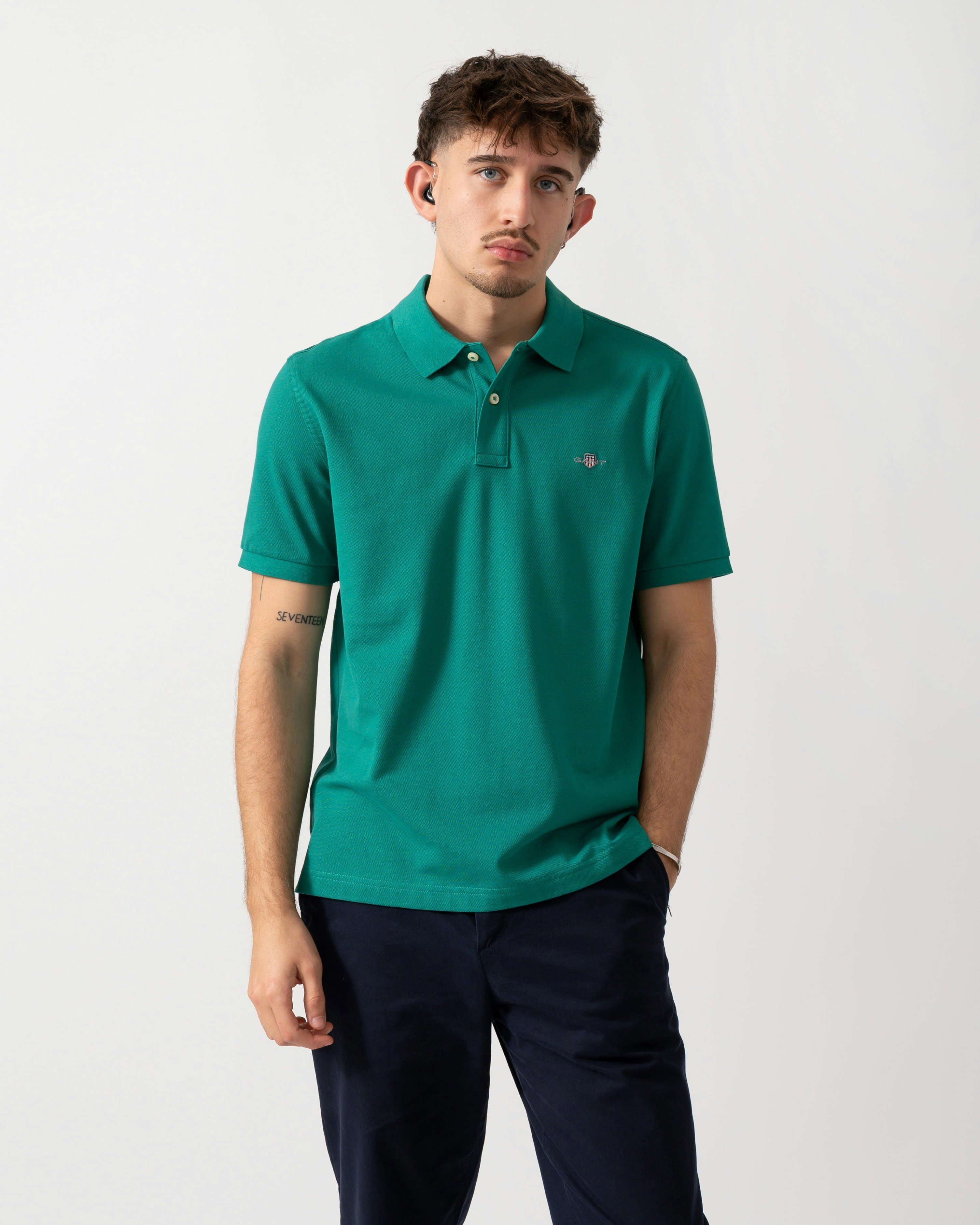 Gant Men's Regular Fit Short Sleeve Shield Logo Pique Polo - 376 Botanical Hue - 376 Botanical Hue - Xl
