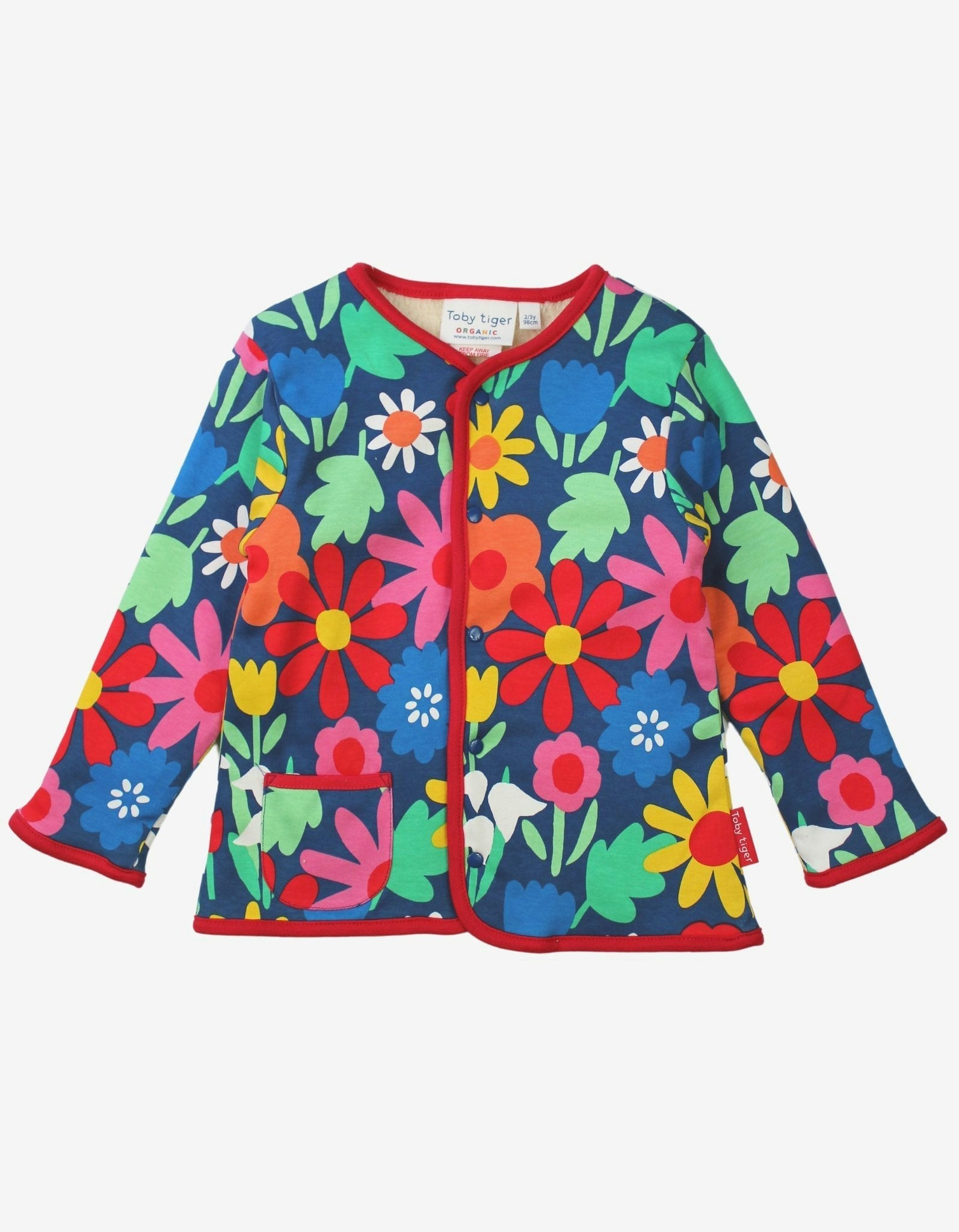 Toby Tiger Dark/Blue Organic Bold Floral Reversible Jacket - 6-7Y / 122Cm