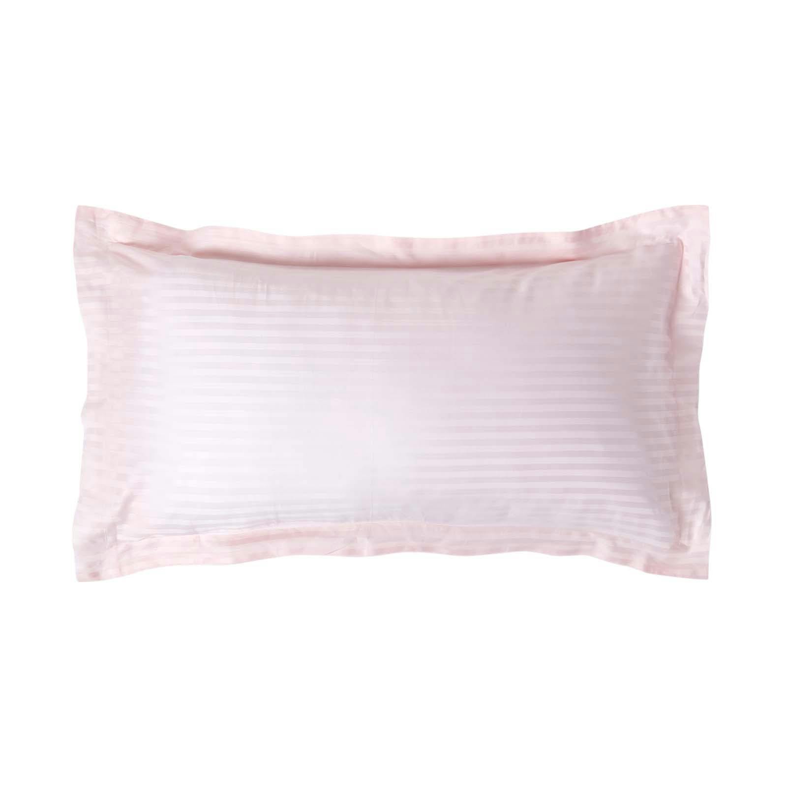 Homescapes Pink Silky 330 Tc Egyptian Cotton Satin Stripe Oxford Pillowcase, King Size