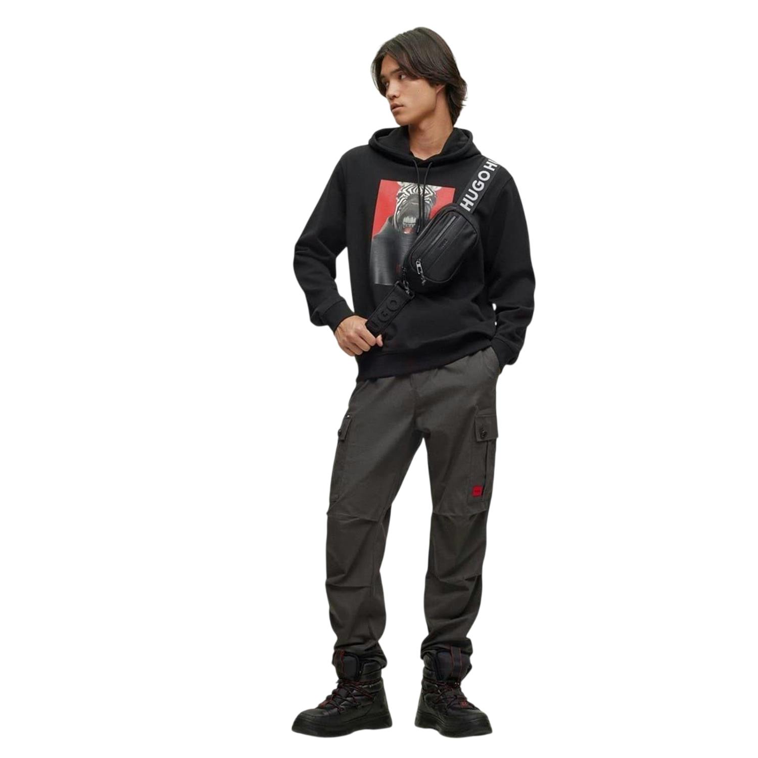 Hugo Men's Black Zebra Hoodie - S - 100% Cotton