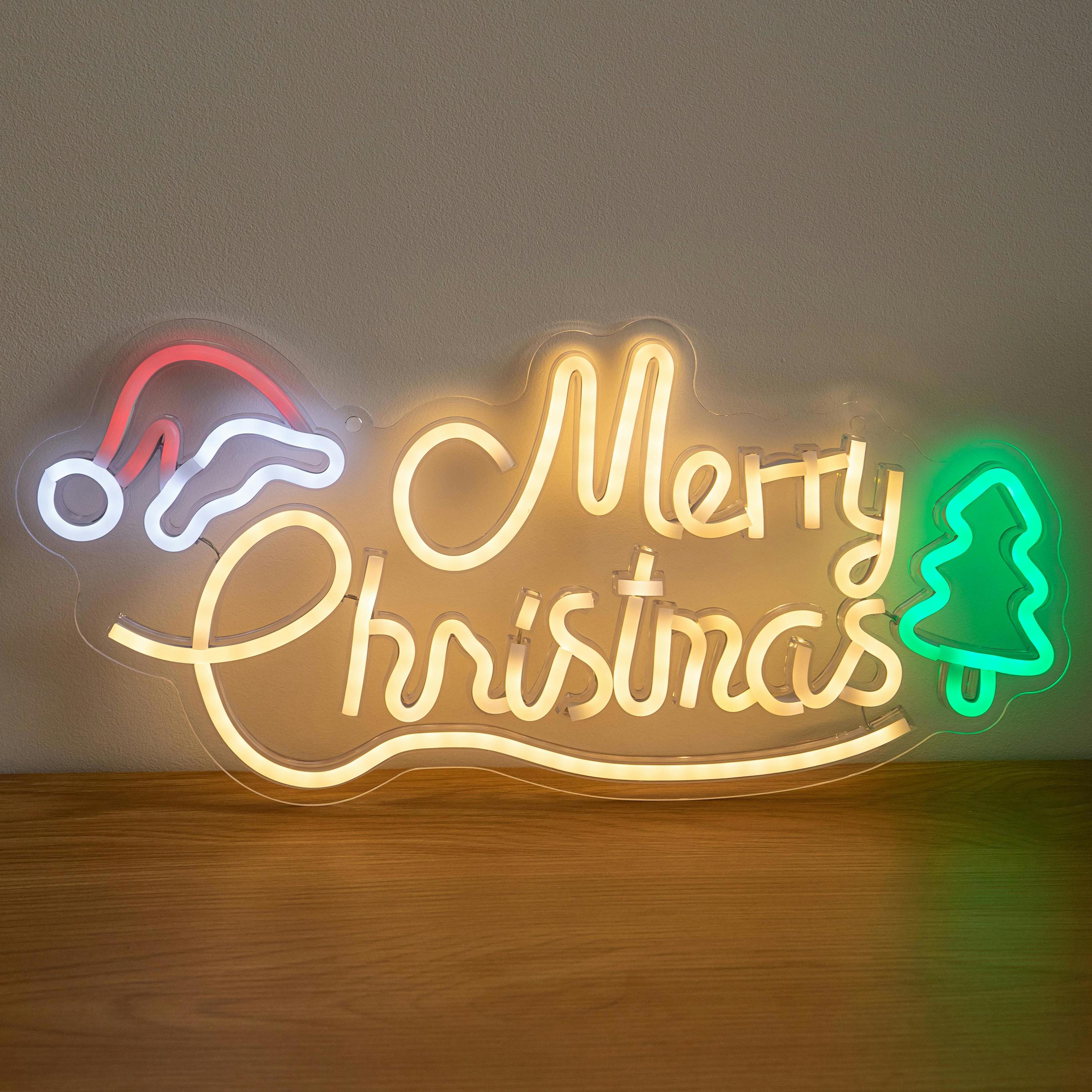 Green/Red/Yellow 43Cm Multicolou Neon Merry Christmas Led Sign With Usb Cable - Image 4