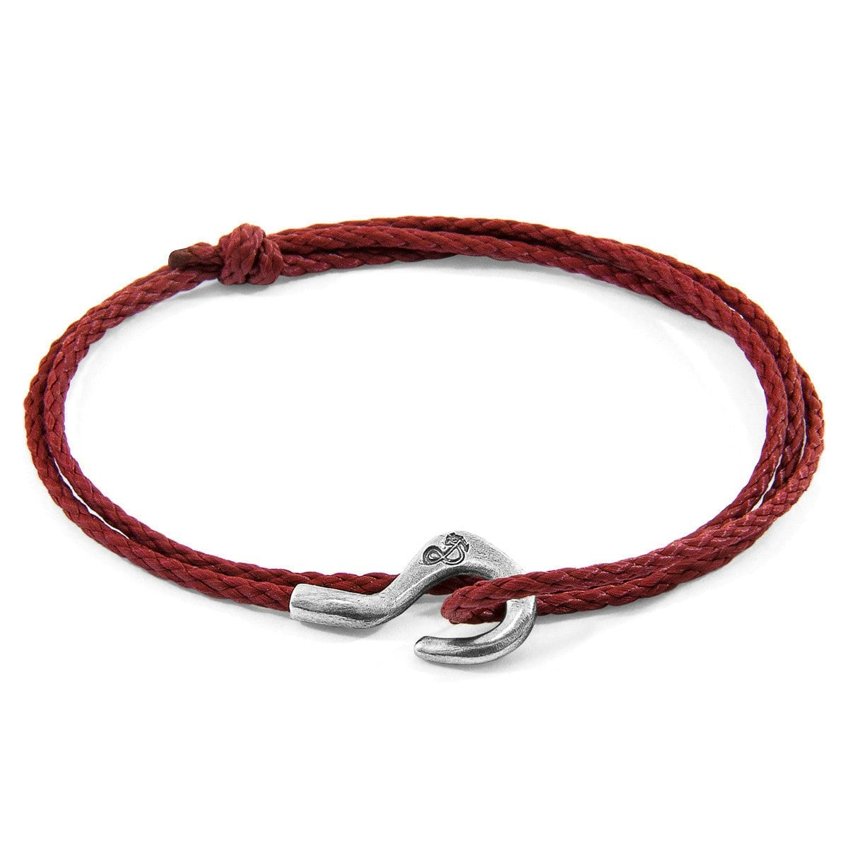 Anchor & Crew Burgundy/Red/Silver Charles And Rope Skinny Bracelet