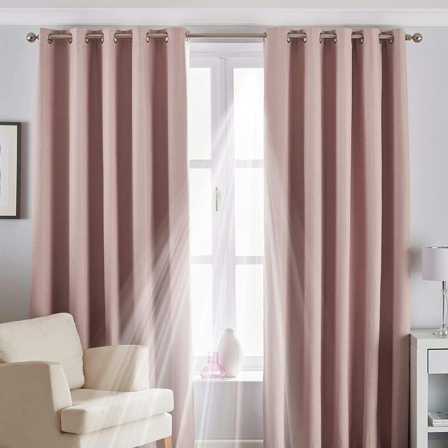 Riva Home Pink Eclipse Blackout Eyelet Curtains - Blush - 90 X 54In (229 X 137Cm) - Blush - 100% Polyester