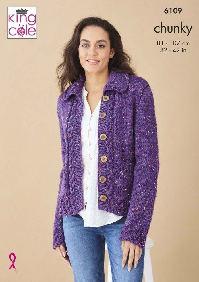 Cardigan and Tank Top in King Cole Chunky Tweed (6109) - Image 5