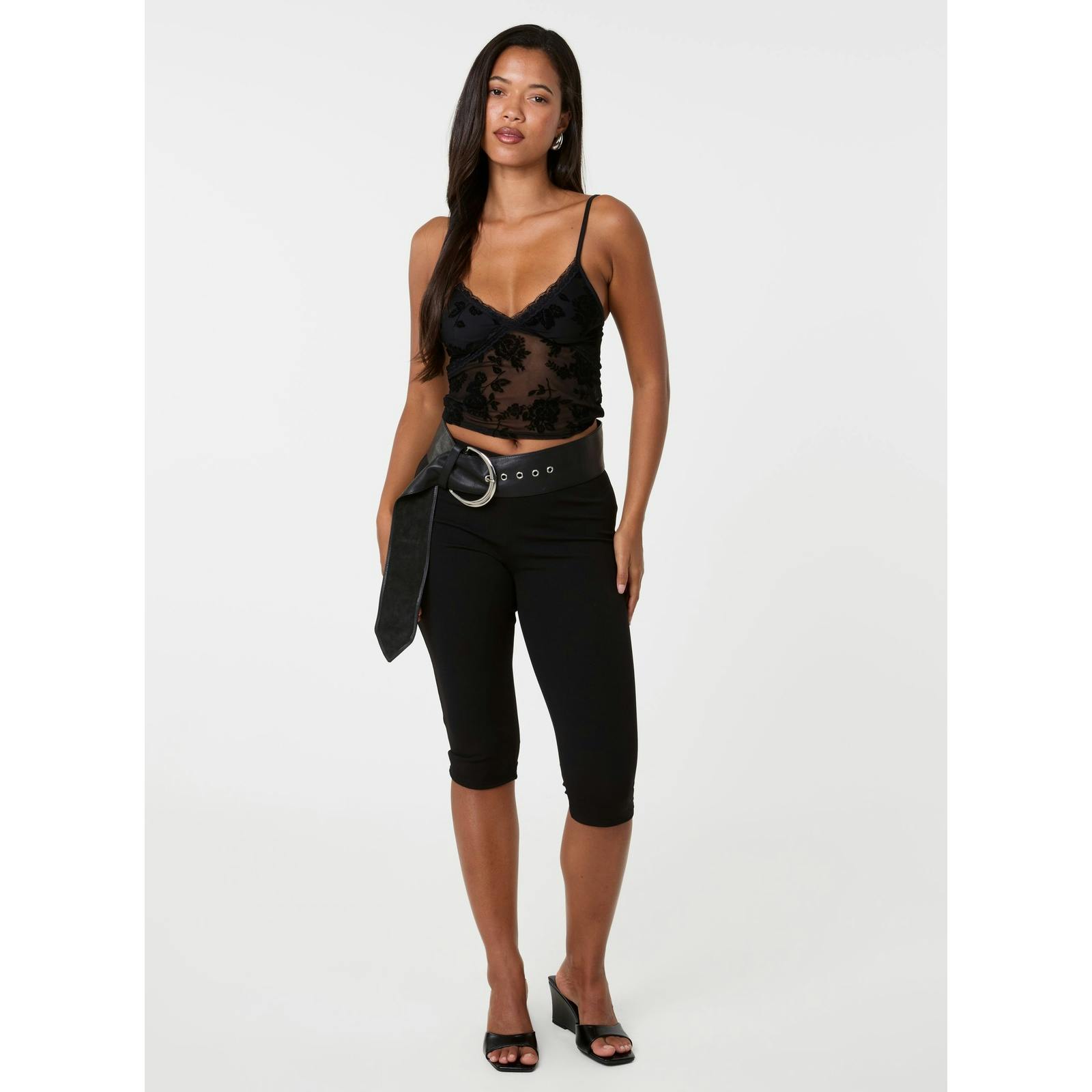 Pink Vanilla Pink/Black Vanilla Flocked Mesh Cami Top - S