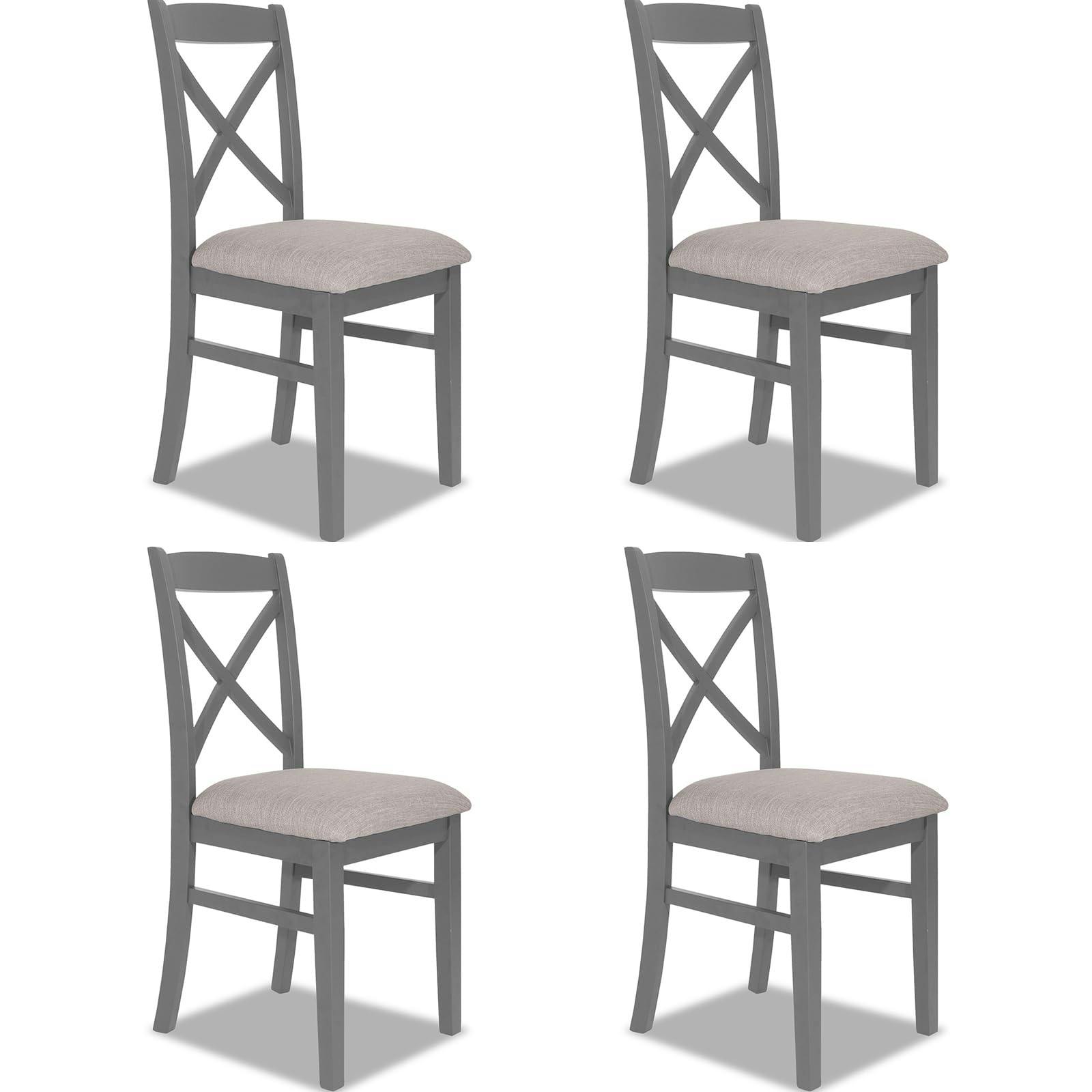 Statement Furniture Grey Florence Crossback Upholstered Seat Dining Chairs Set Of 4 - Dove