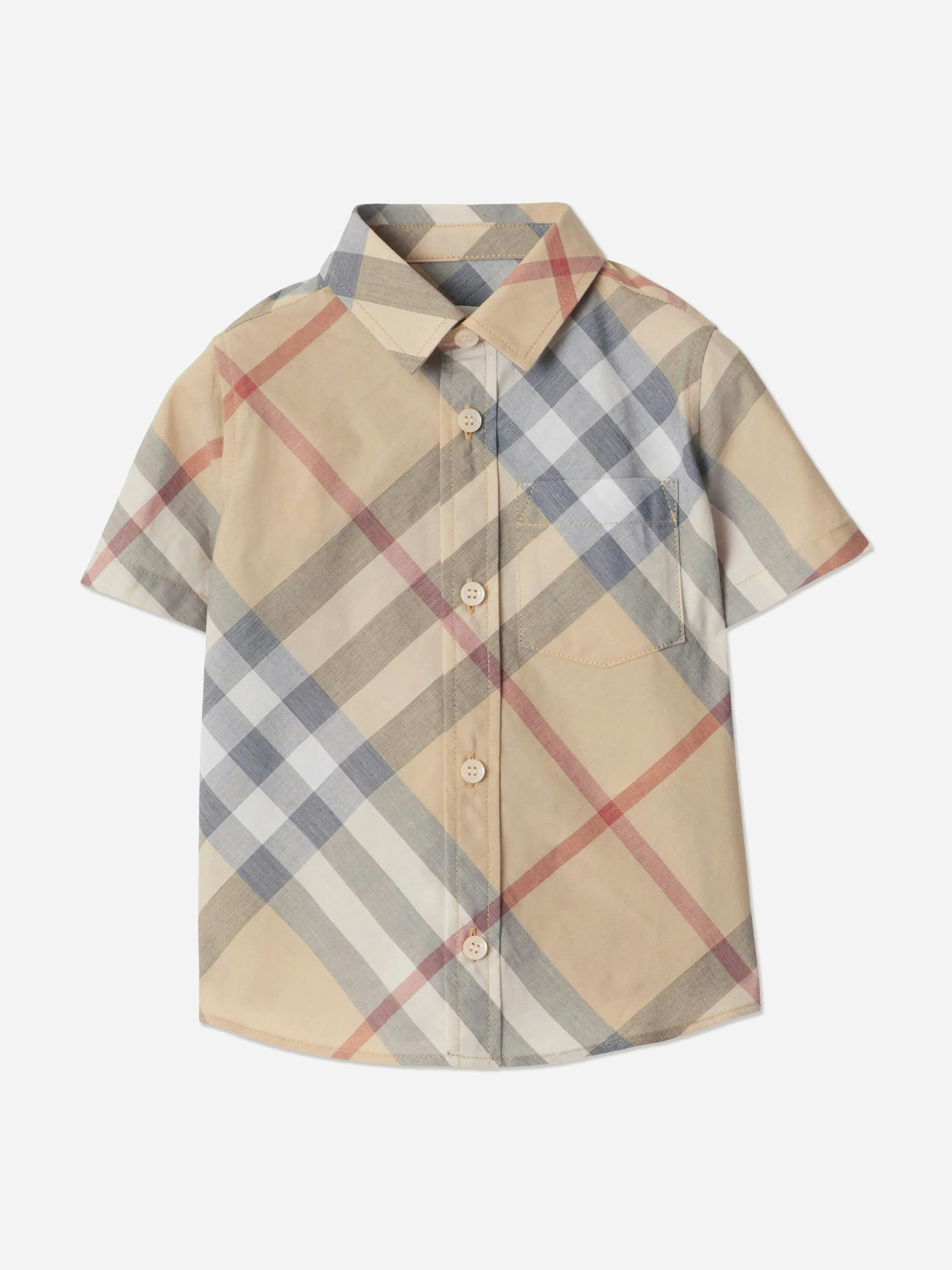 Burberry Kids Boys Beige Burberry Baby Owen Check Shirt In - 2 Yrs