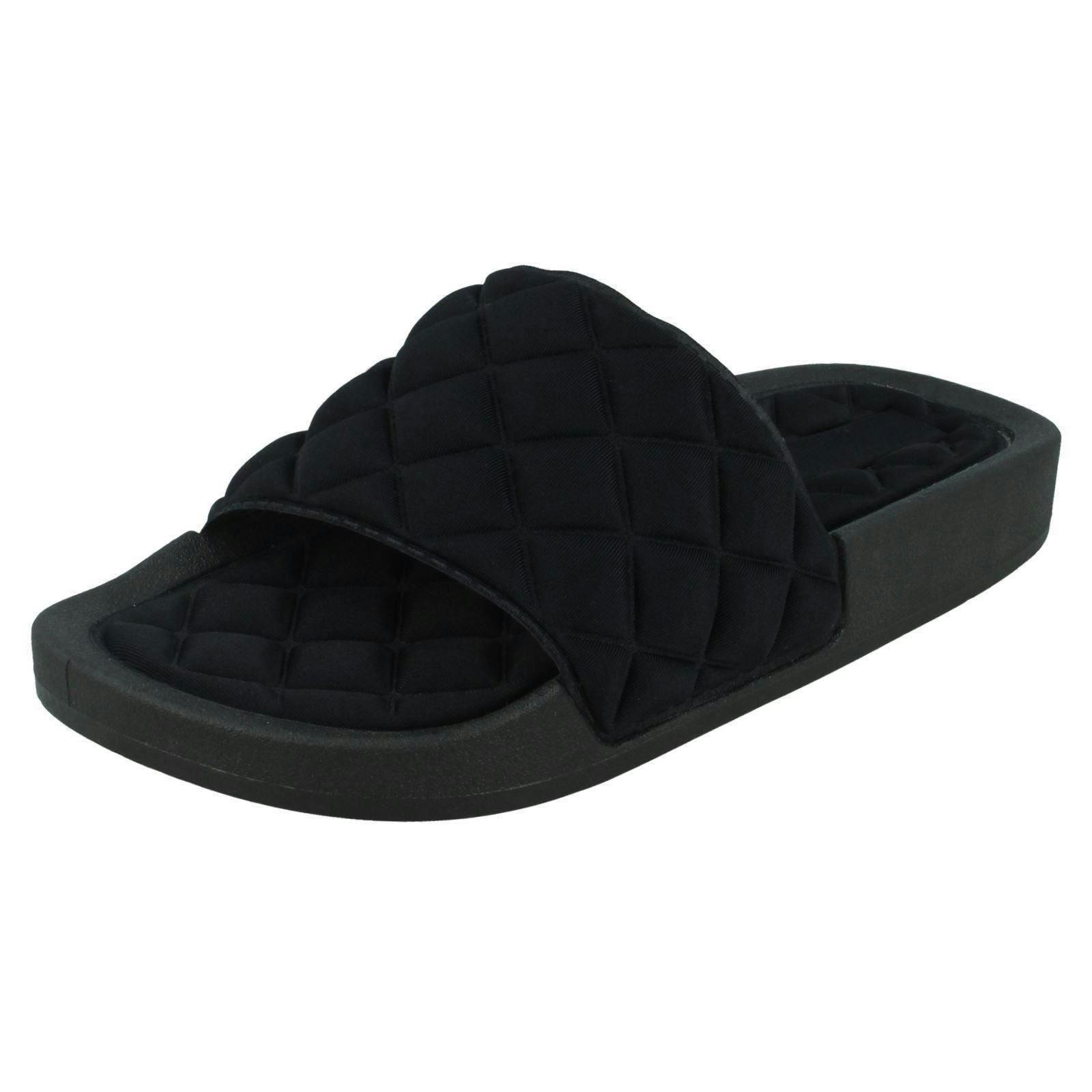 Spot On Women's Black Quilted Sliders F00388 - Uk 6
