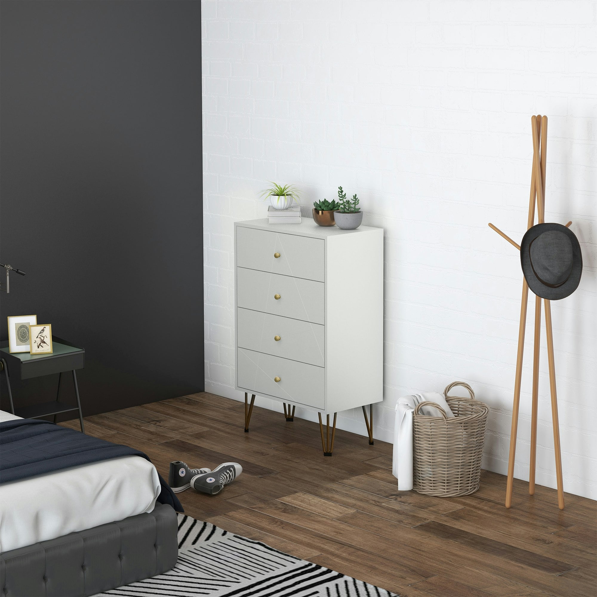 Rackhams White Chest Of Drawers, 4 Drawer Dresser Storage Organiser For Bedroom - 4