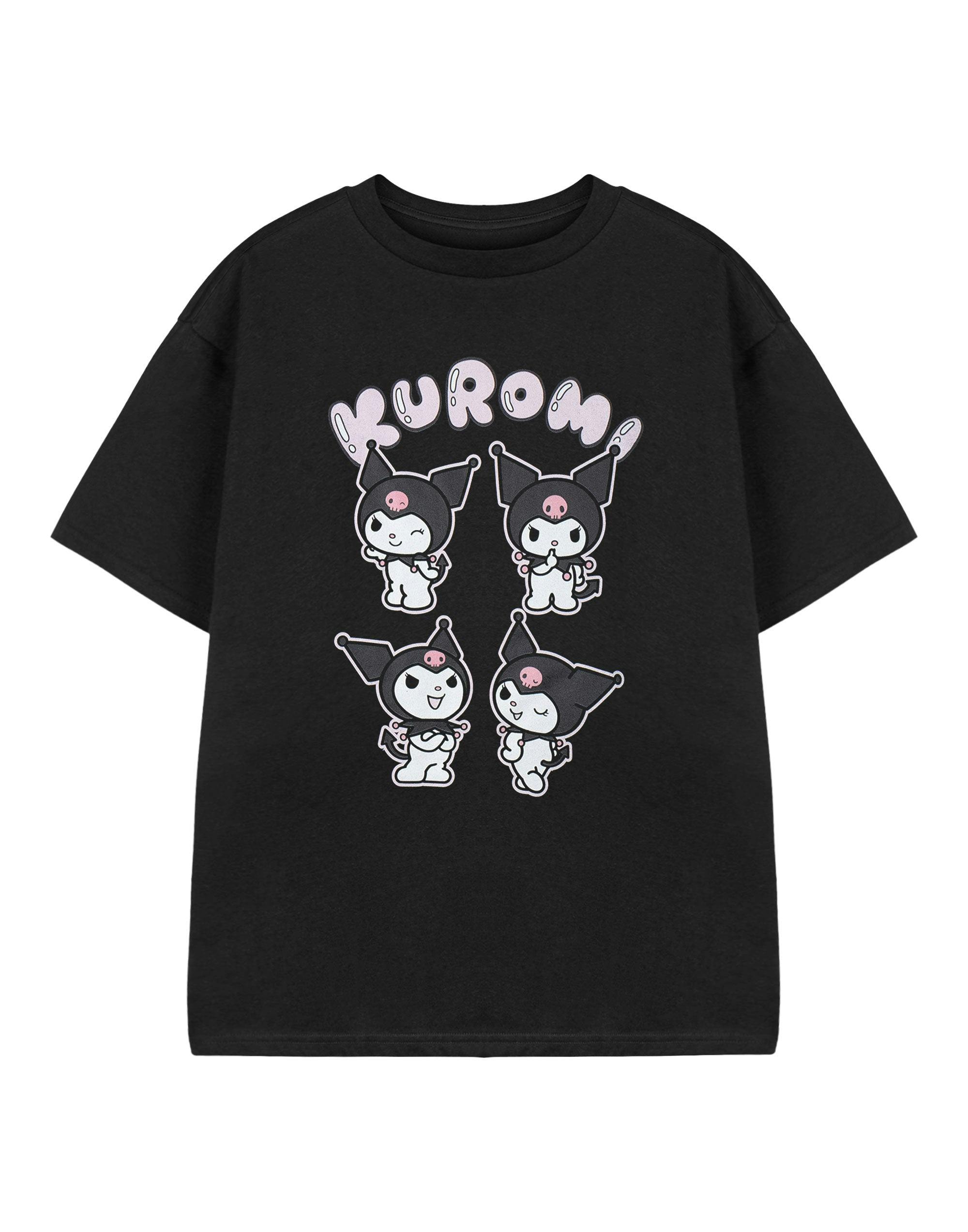 Vanilla Underground Girls Black Hello Kitty Kuromi Kids Short Sleeved T-Shirt - 7-8 Years