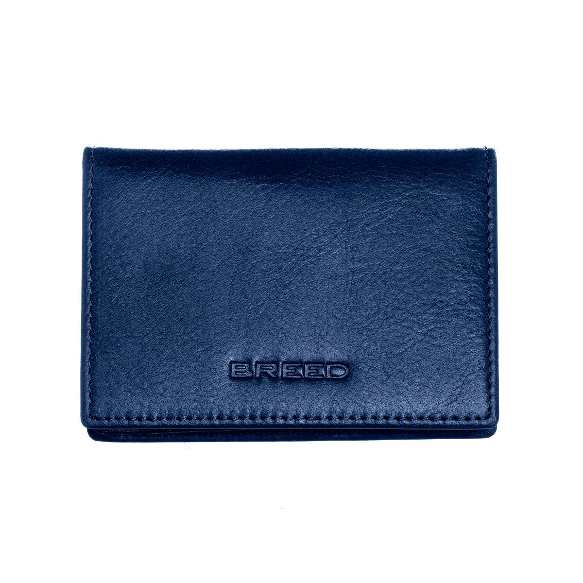 Breed Porter Genuine Leather Bi-Fold Wallet - Navy