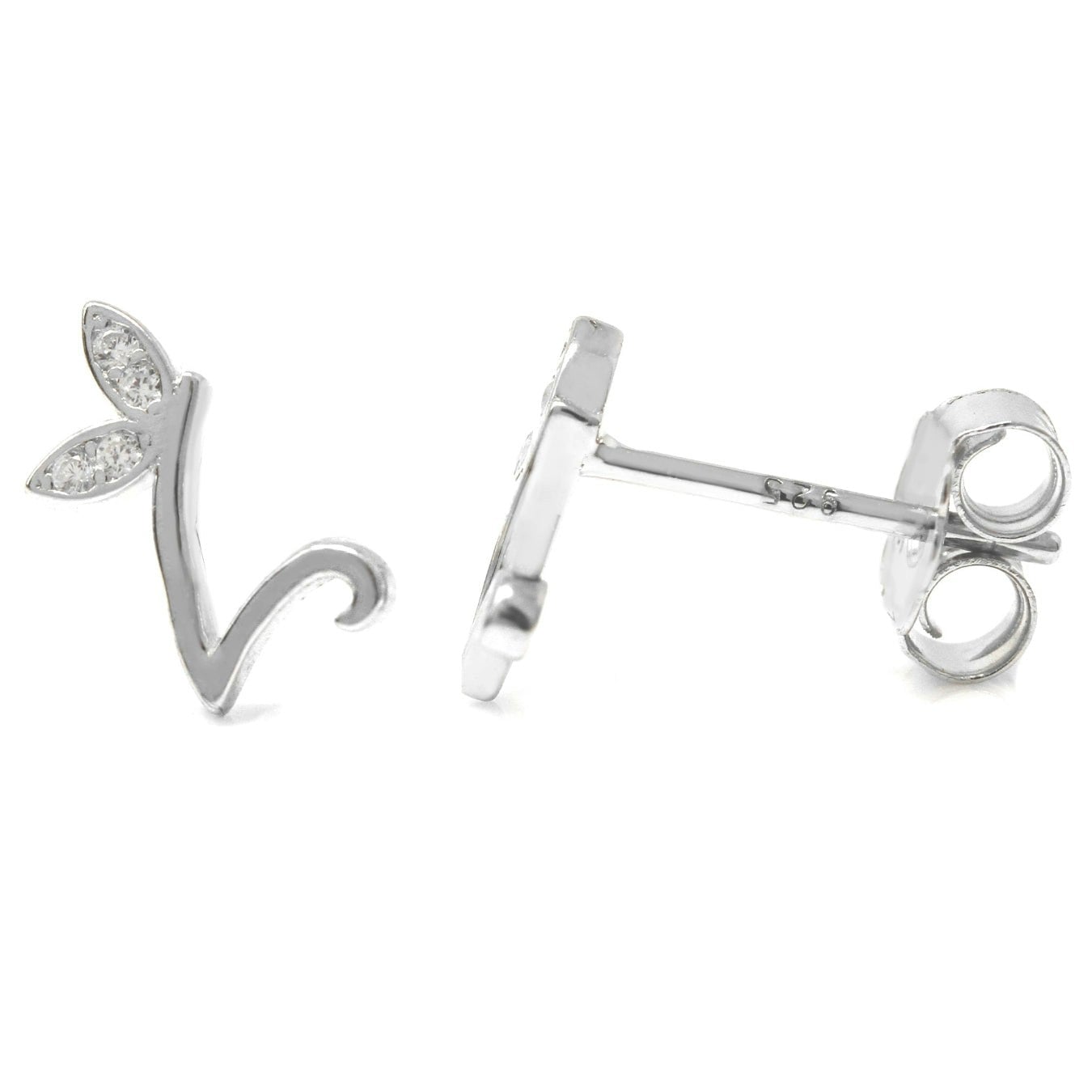 Say It With Silver Winged Initial Earrings - Sterling - V
