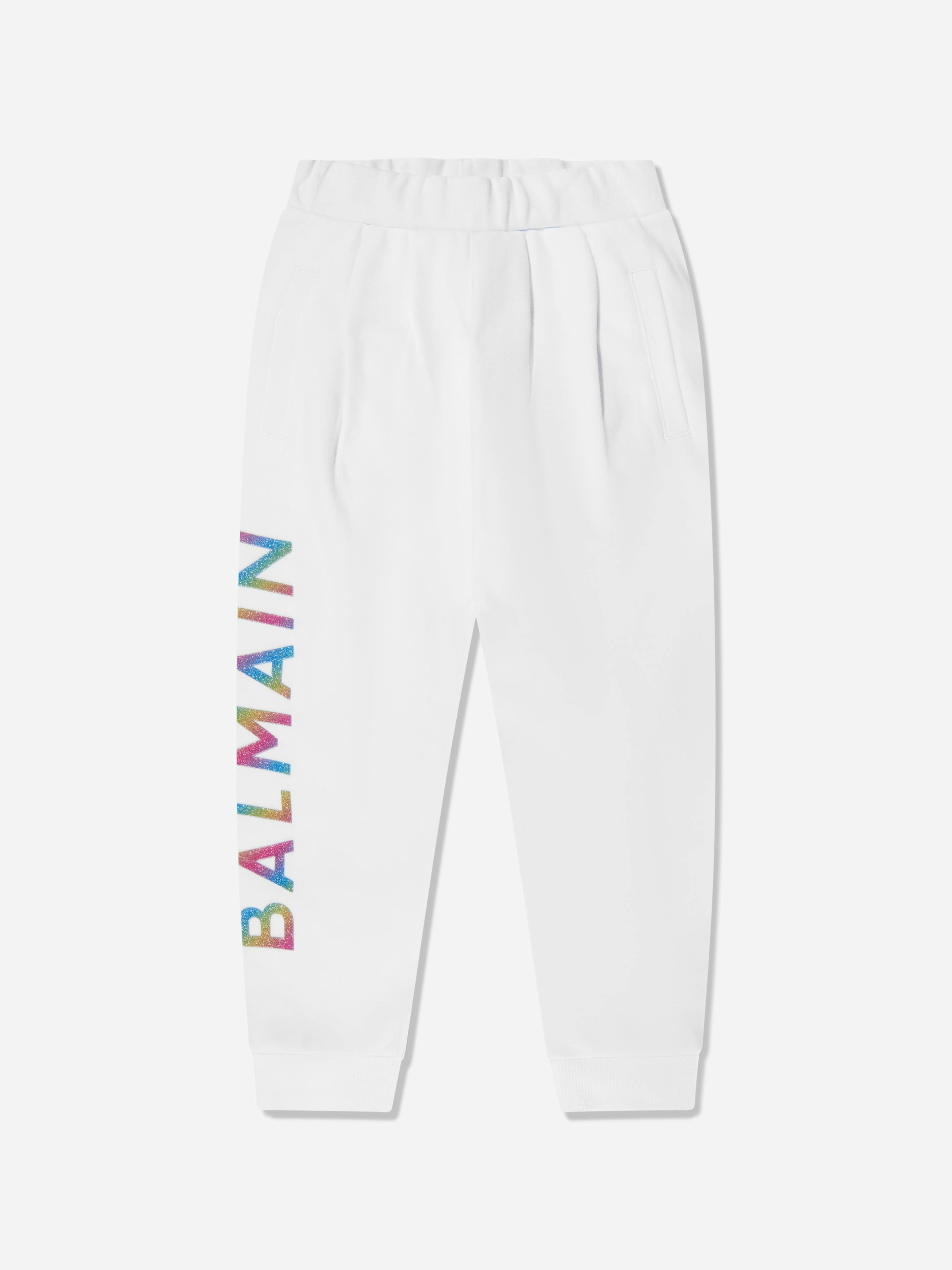 Balmain Girls White Logo Joggers In - 8 Yrs