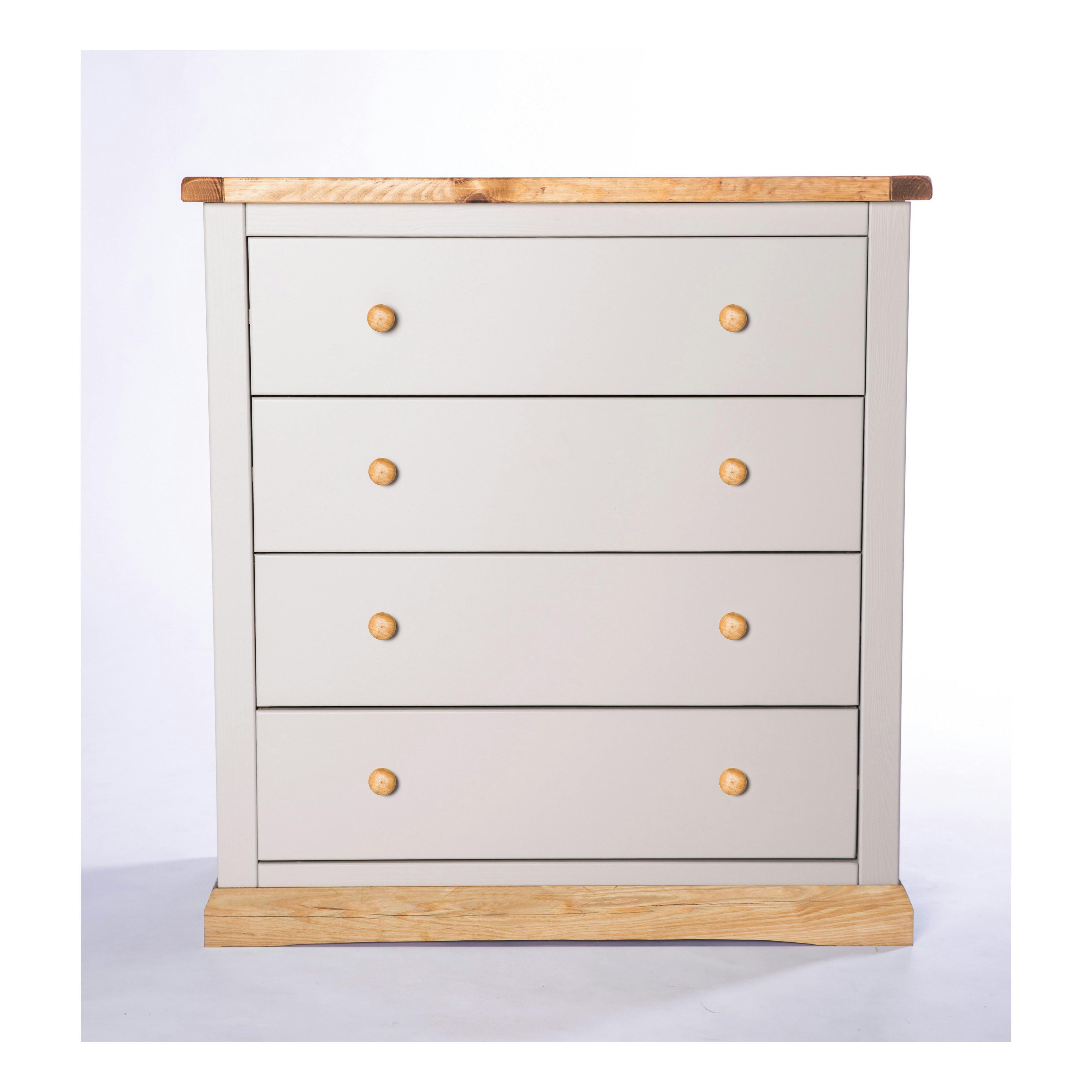 Rackhams Light/Grey Bomporto 4 Drawer Chest Of Drawers Wood Knob
