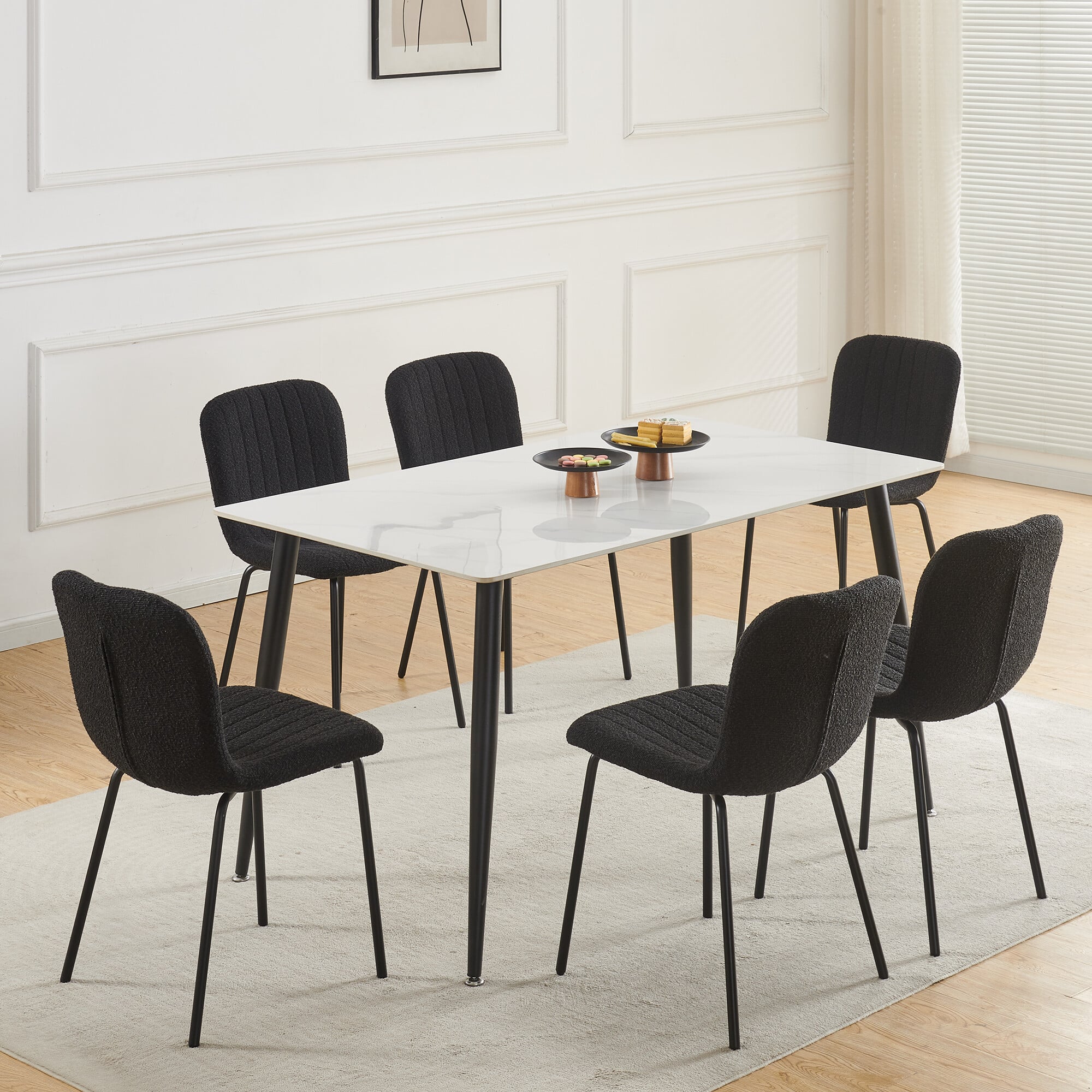 MCC Direct Bella Linen Fabric Dining Chairs - Black - Set of 6 - Image 3