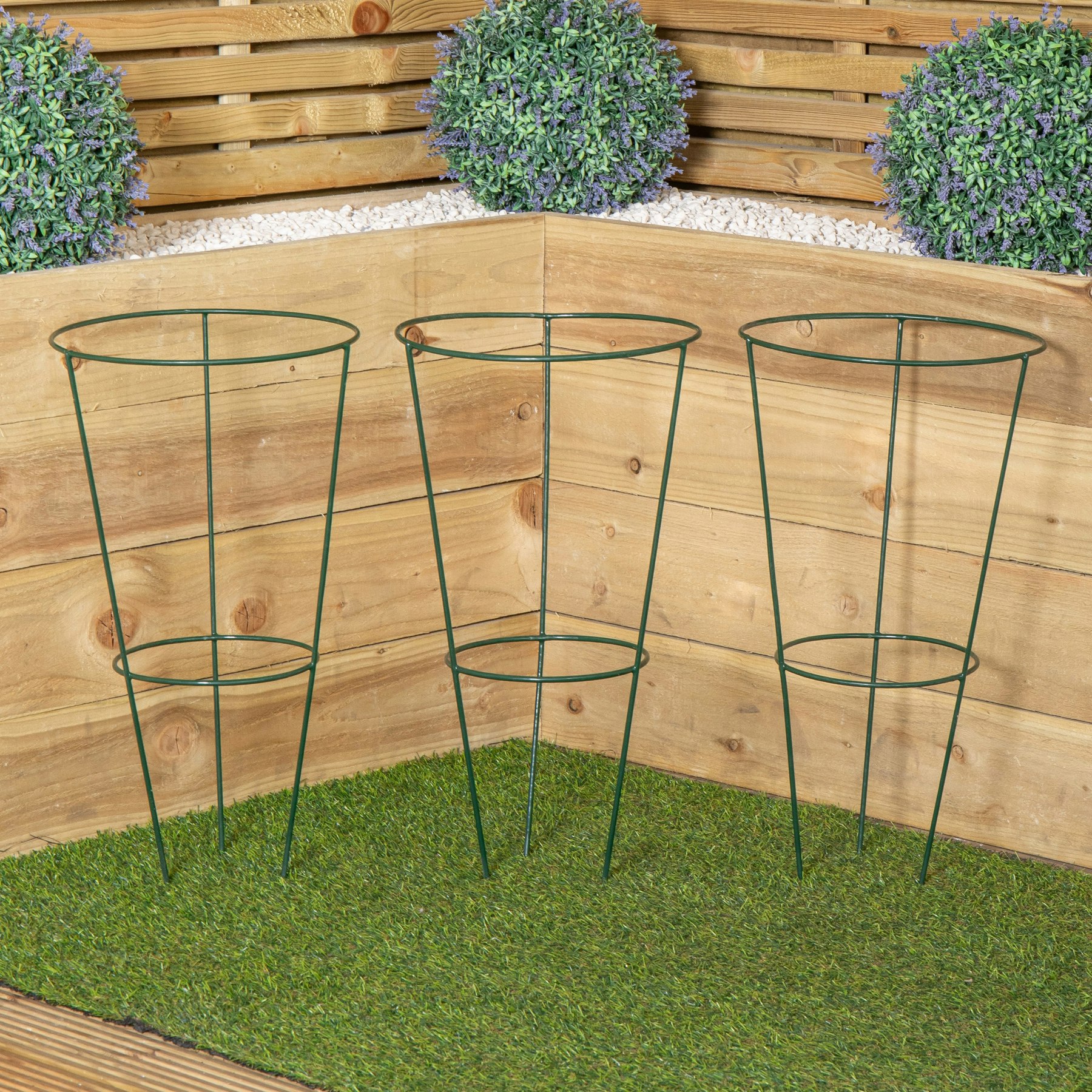 Rackhams Green Tom Chambers Pack Of 3 Urban Conical Garden Plant Support Ring 30Cm - Medium