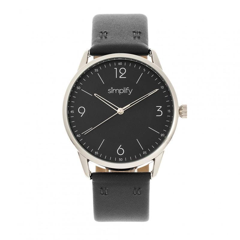 Simplify Black The 6300 Leather-Band Watch